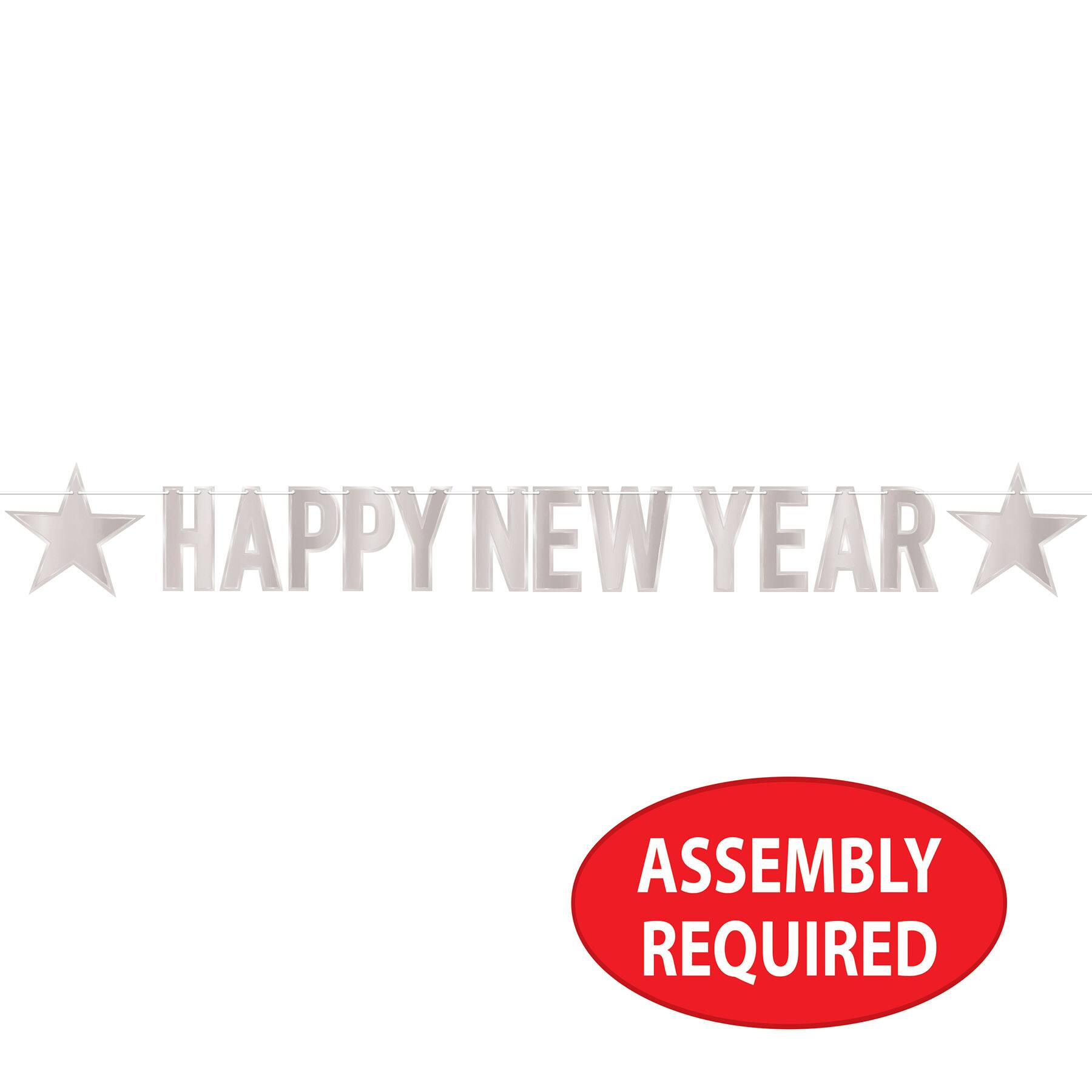 Beistle 8.5" x 7ft. Silver Foil Happy New Year Streamer