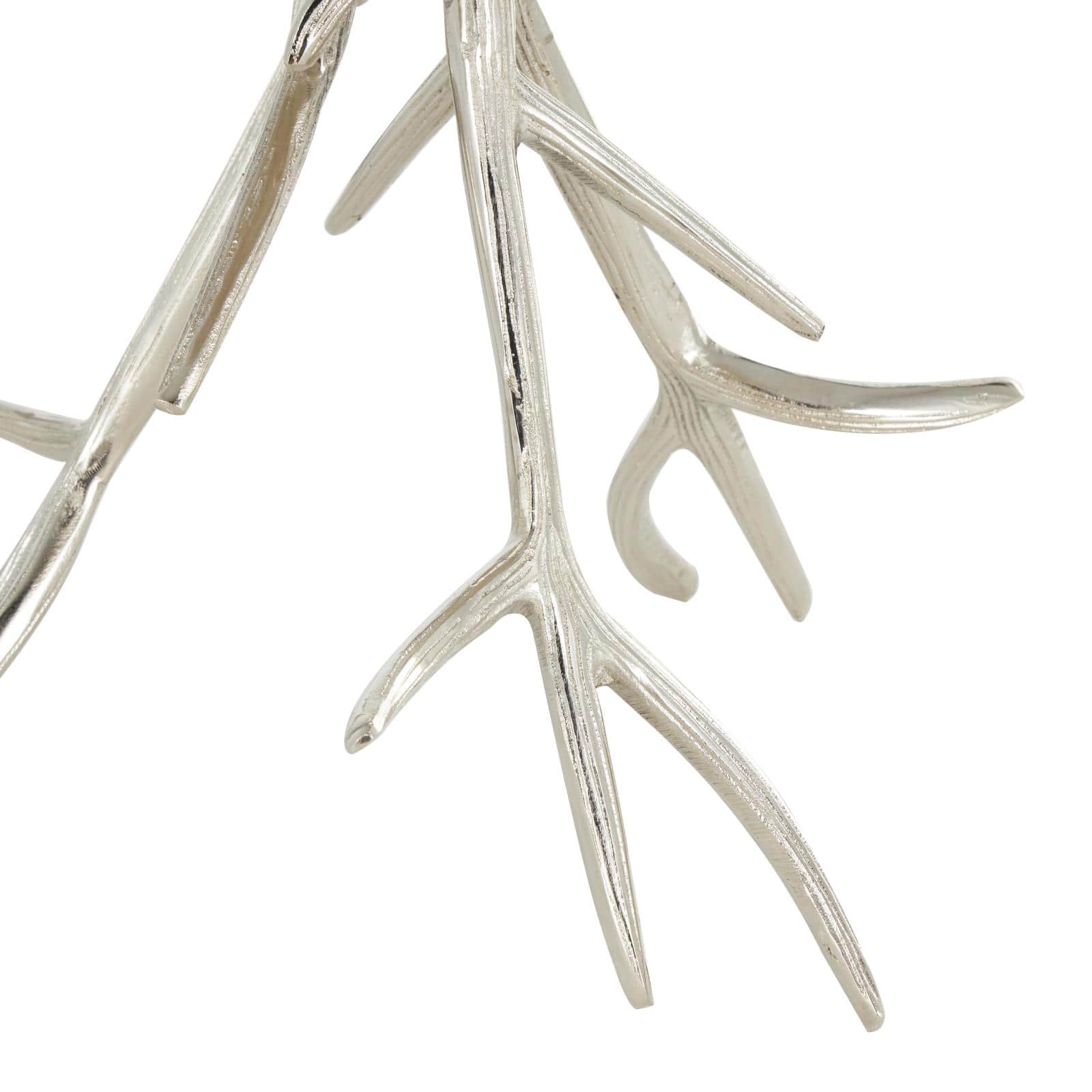 Silver Metal Side End Accent Table with Textured Tree Branch Legs Set