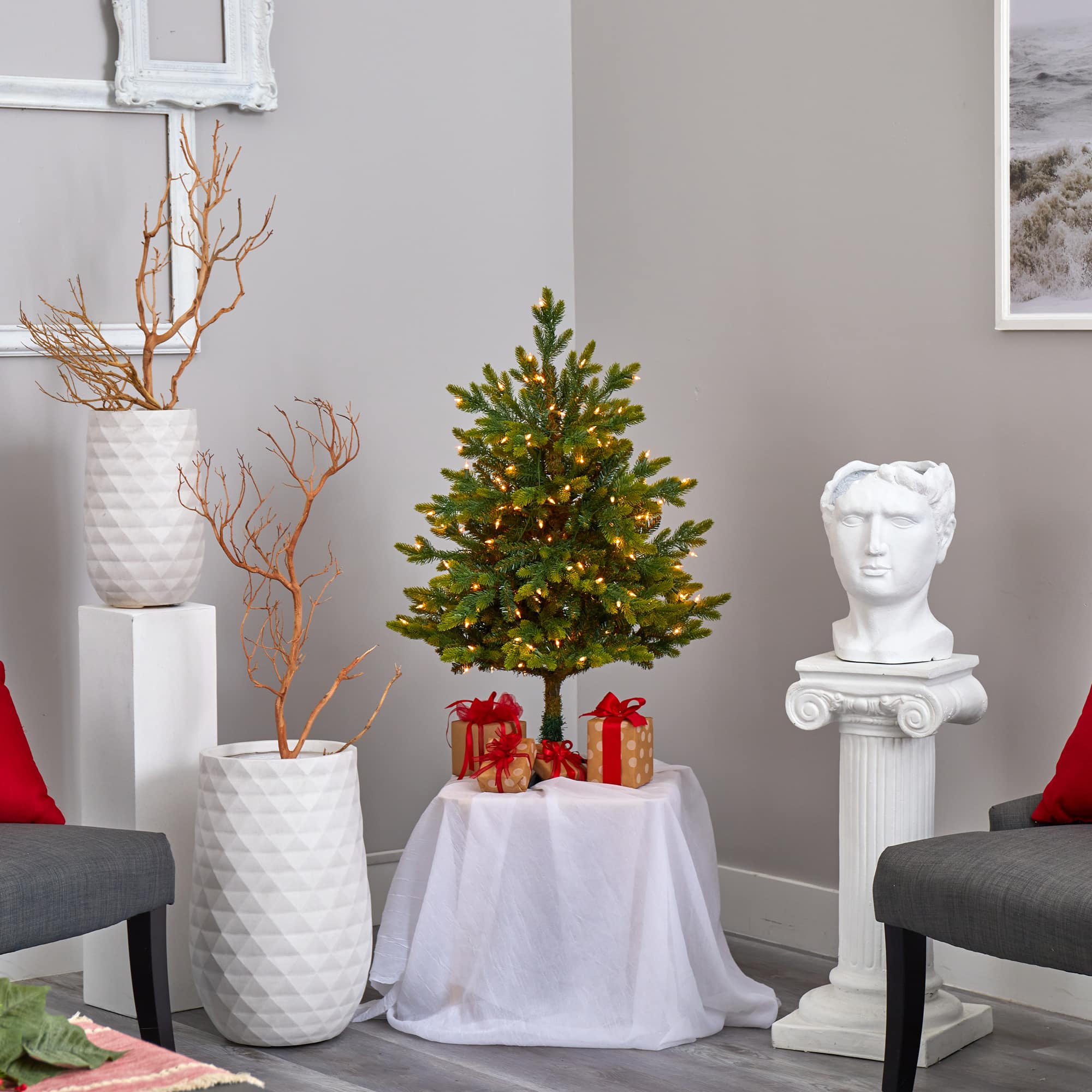 3ft. Pre-Lit North Carolina Fir Artificial Christmas Tree with Clear LED Lights
