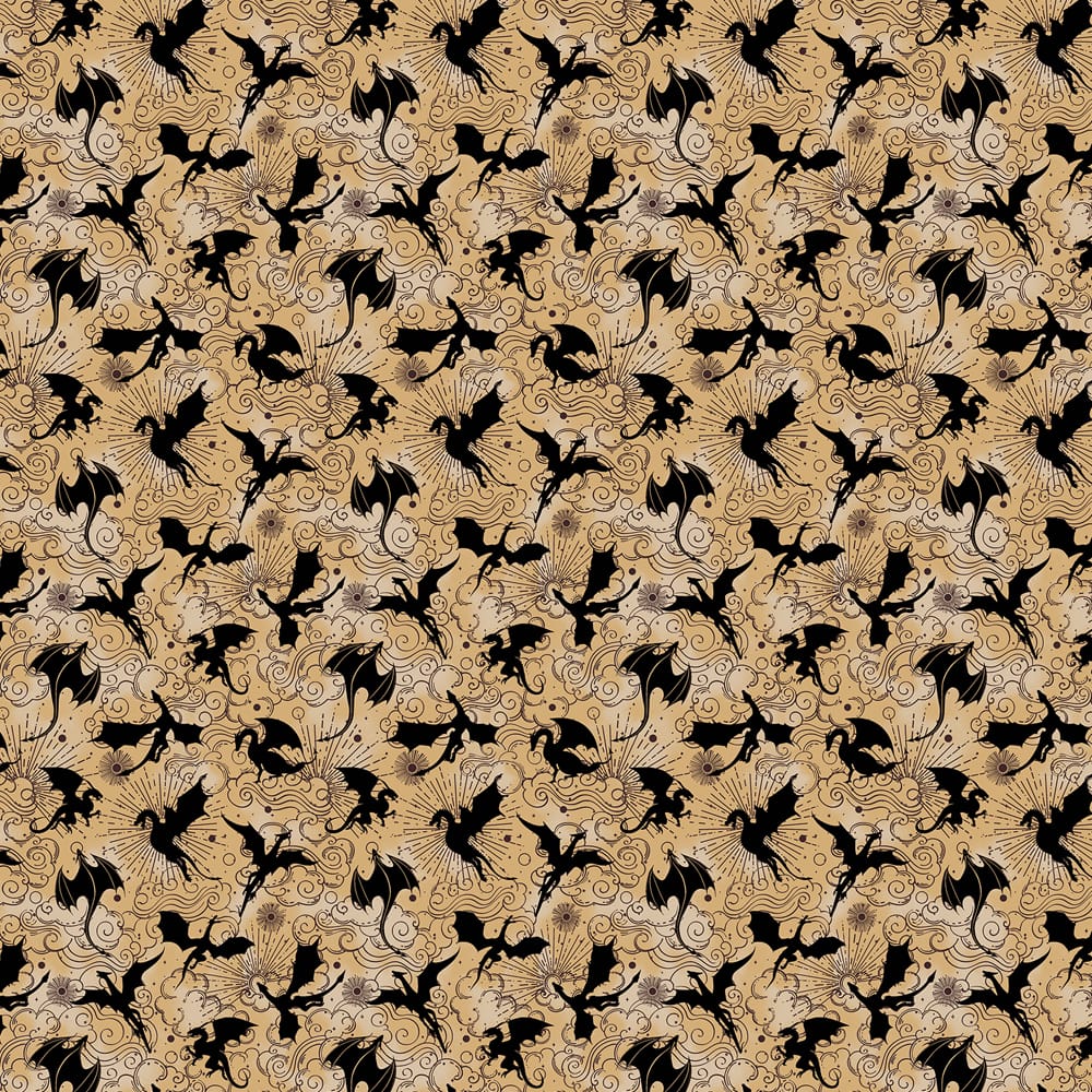 Fabric Traditions Tan Dragons Booktok Cotton Quilting Fabric