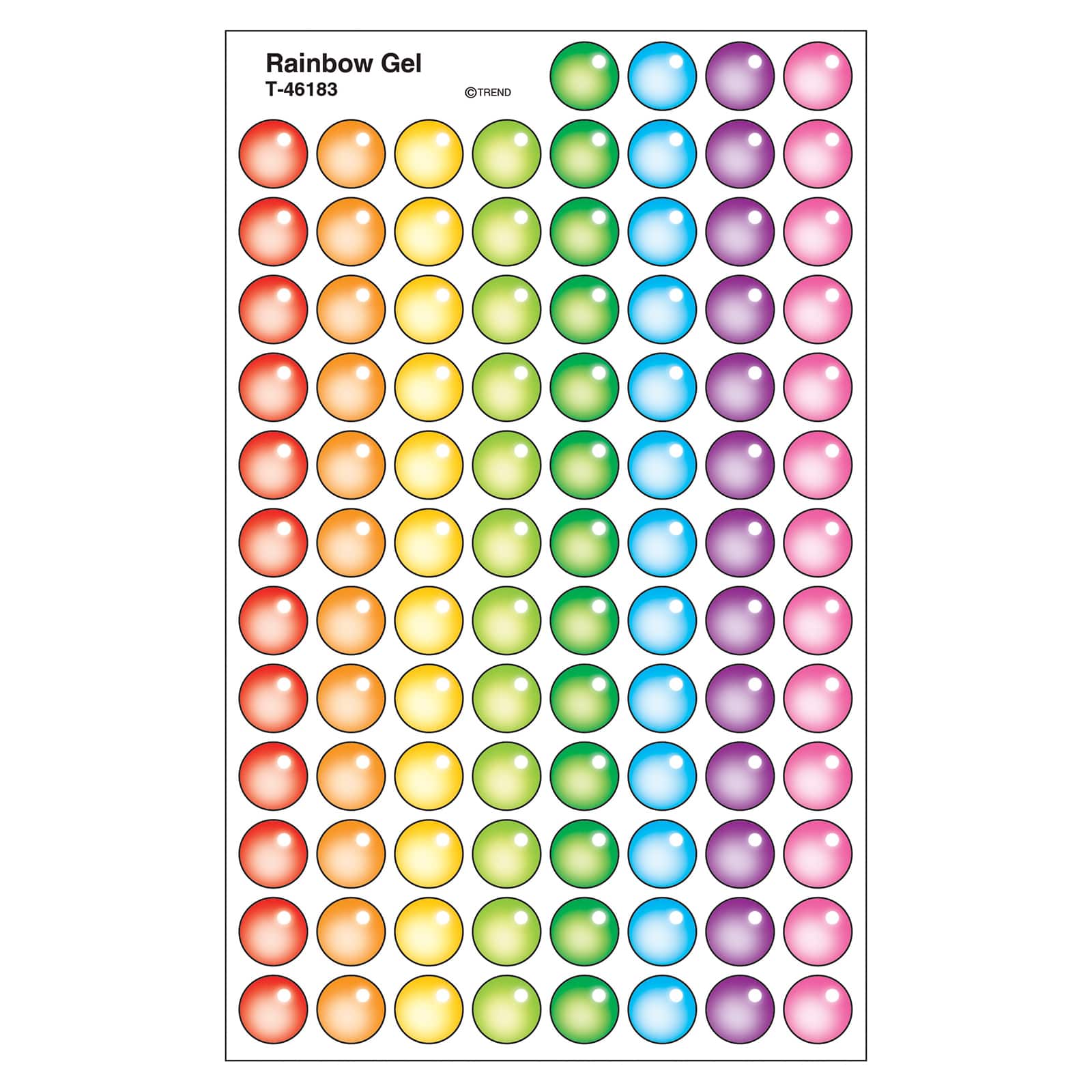 Trend Enterprises® superSpots® Rainbow Gel Stickers, 6 Packs of 800ct.
