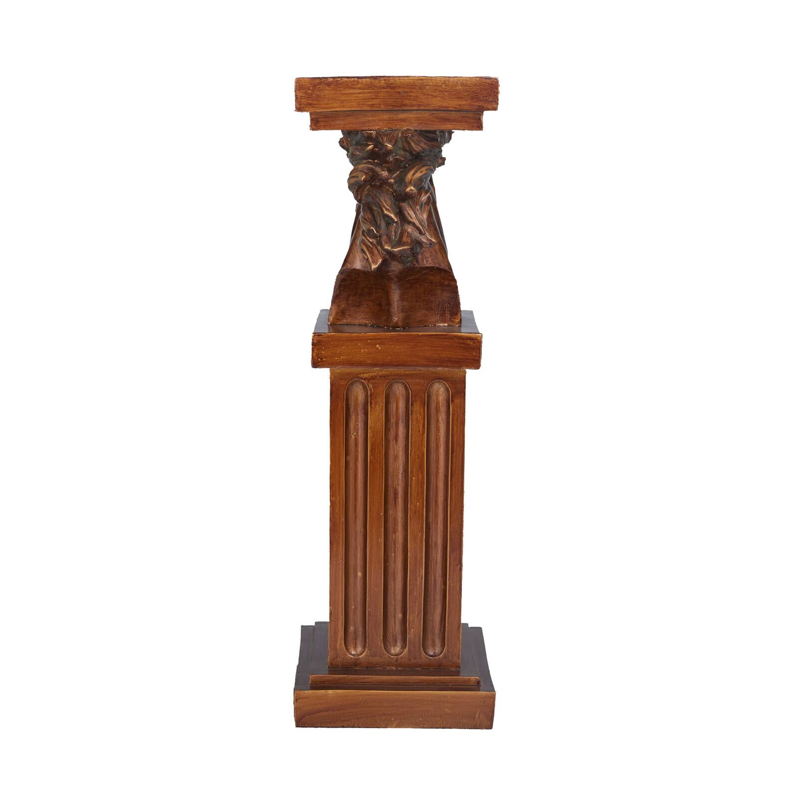 Brown Polystone Traditional Pedestal Table, 25" x 8" x 9"