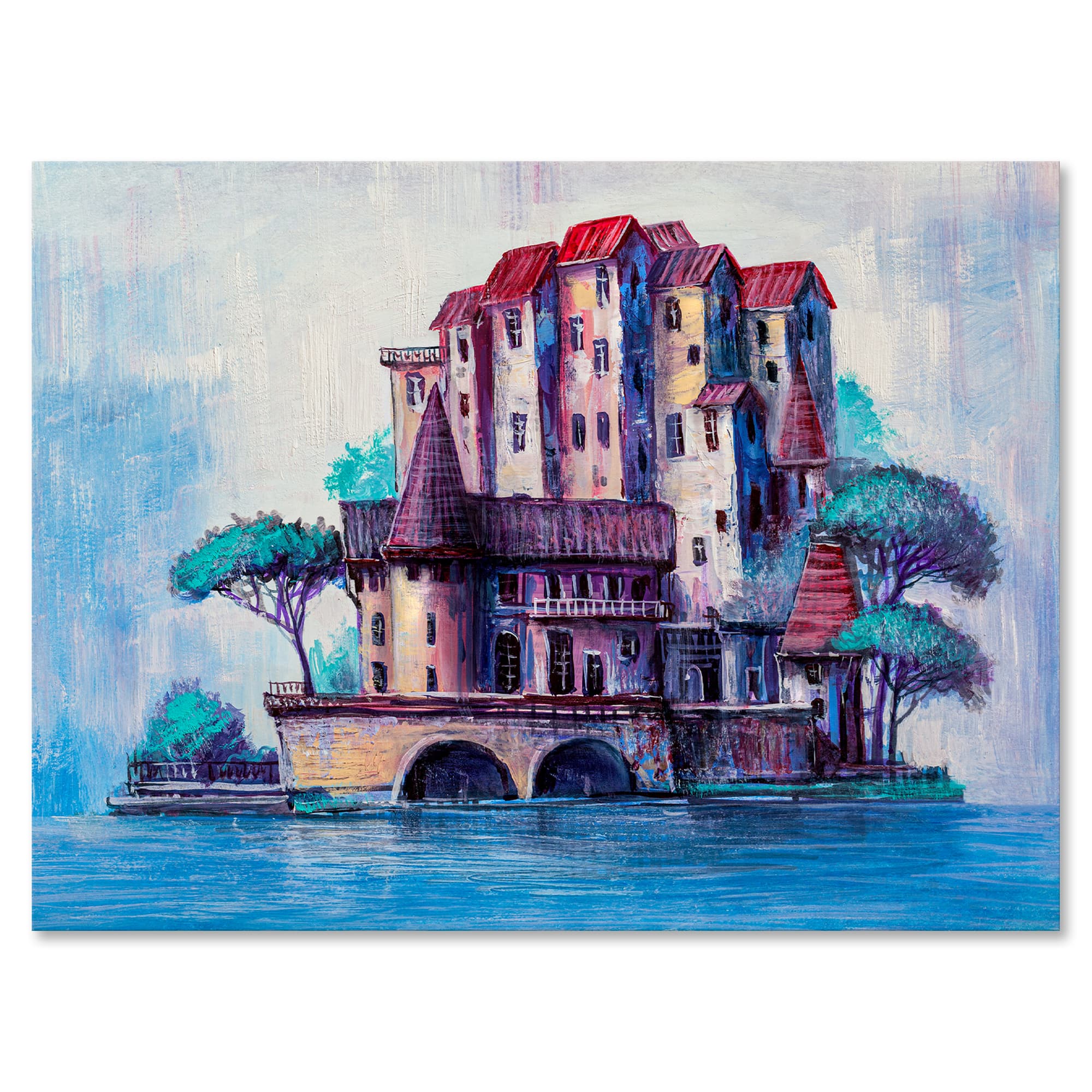 Designart - Skypscrapers By The Bridge In Ancient City - Traditional Canvas Wall Art Print