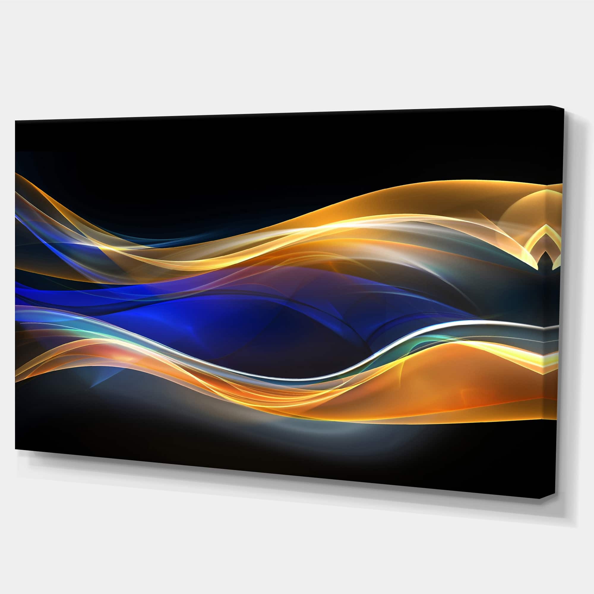 Designart - 3D Gold Blue Wave Design