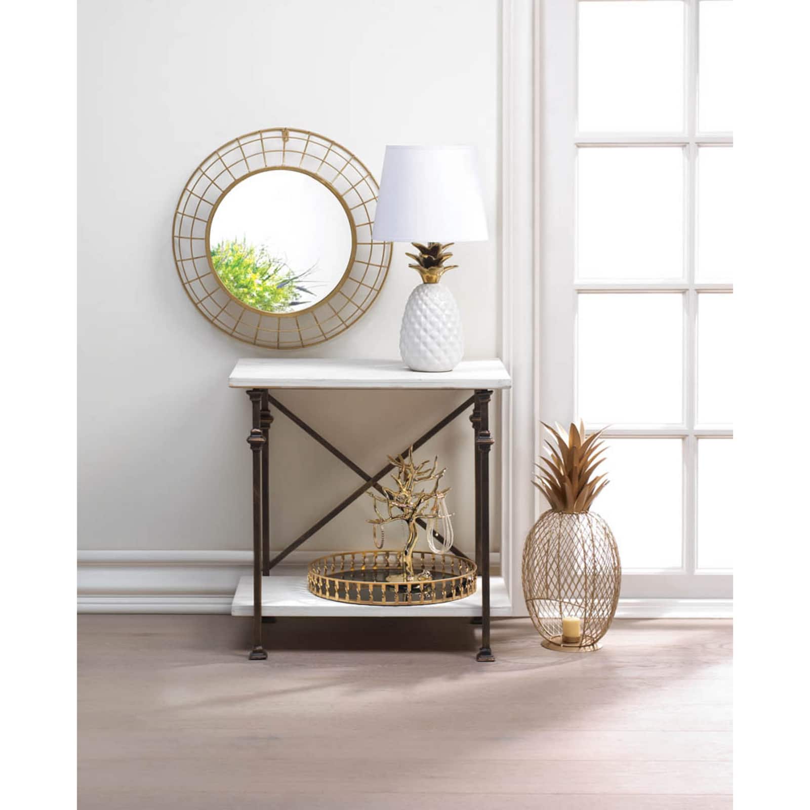 15" Gold Twist Mirrored Tray