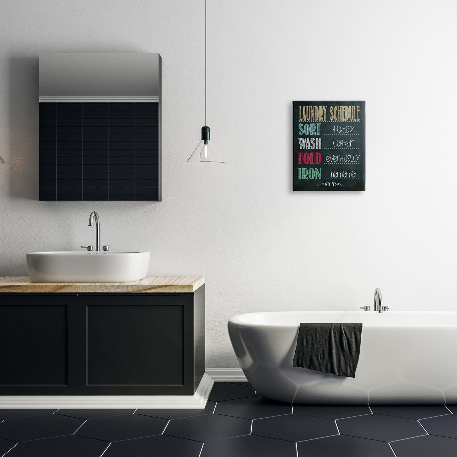 Stupell Industries Stupell Industries Laundry Schedule Chalkboard Bathroom Wall Art Canvas Wall Art