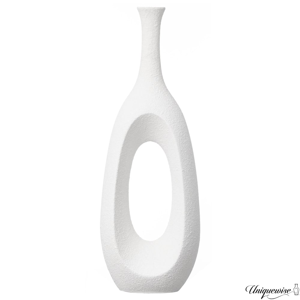 36" Frosted White Tall Fiberglass Floor Vase
