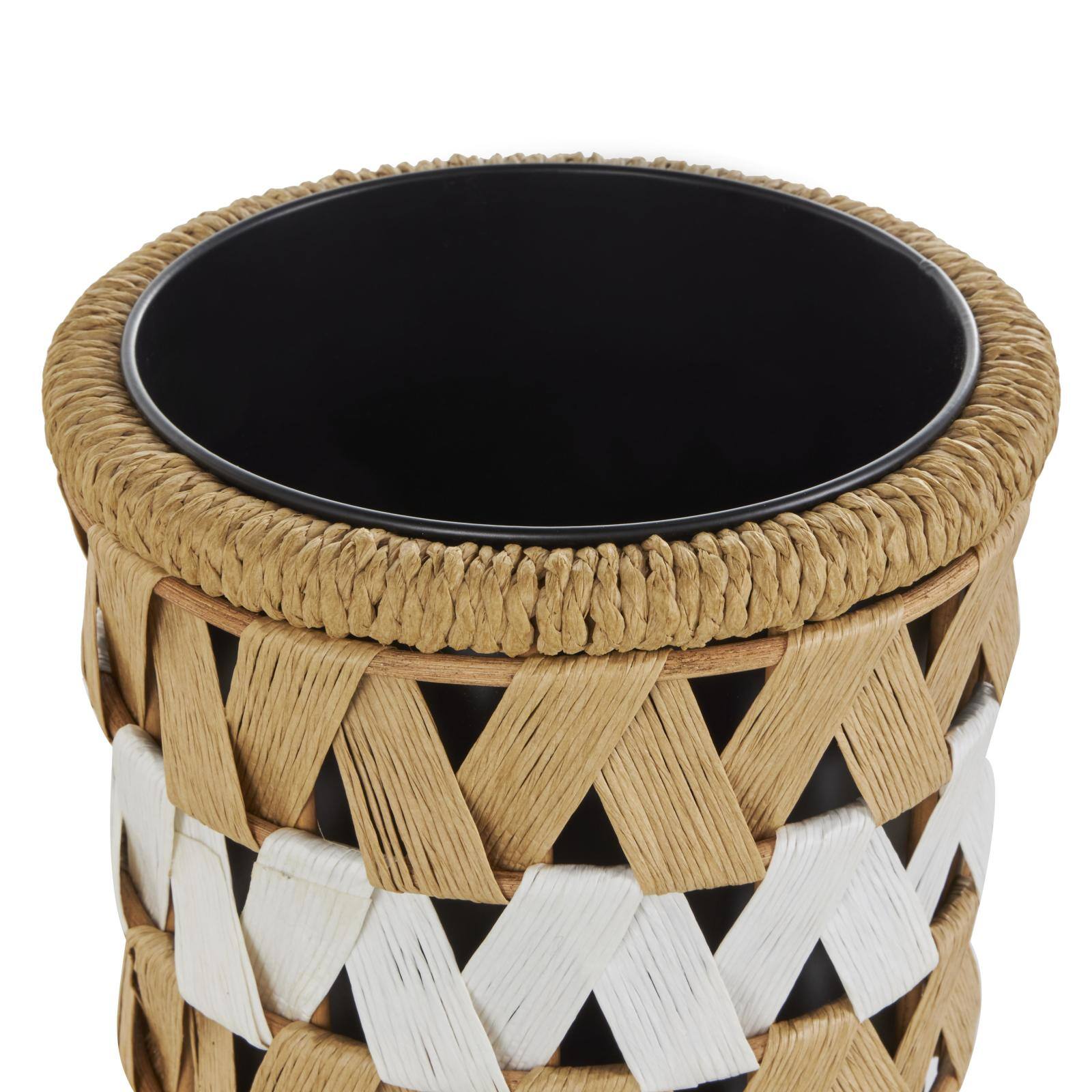 Brown Jute Rope Geometric Woven Chevron Planter Set