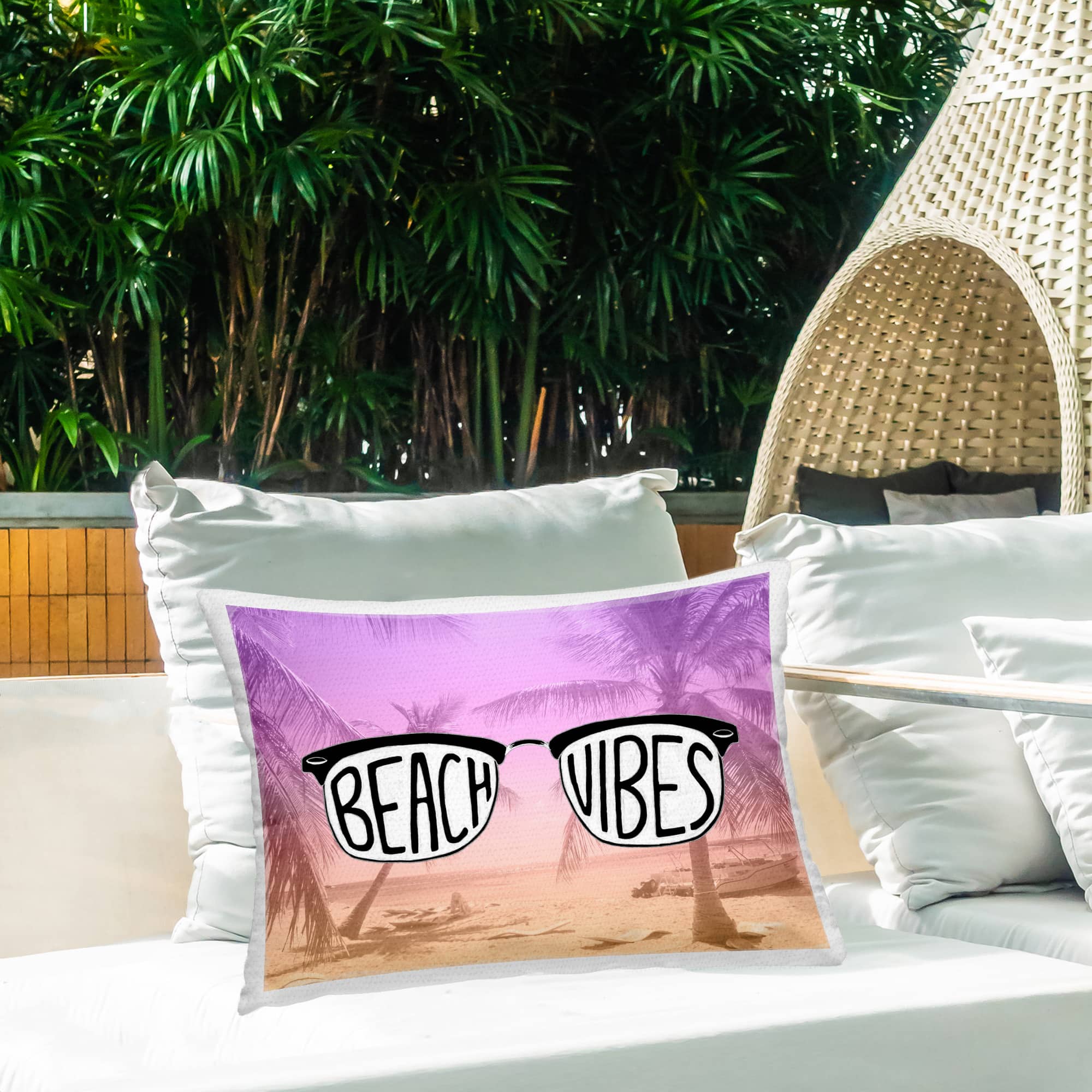 Stupell Industries 14" x 20" Tropical Beach Vibes Outdoor Print Throw Pillow