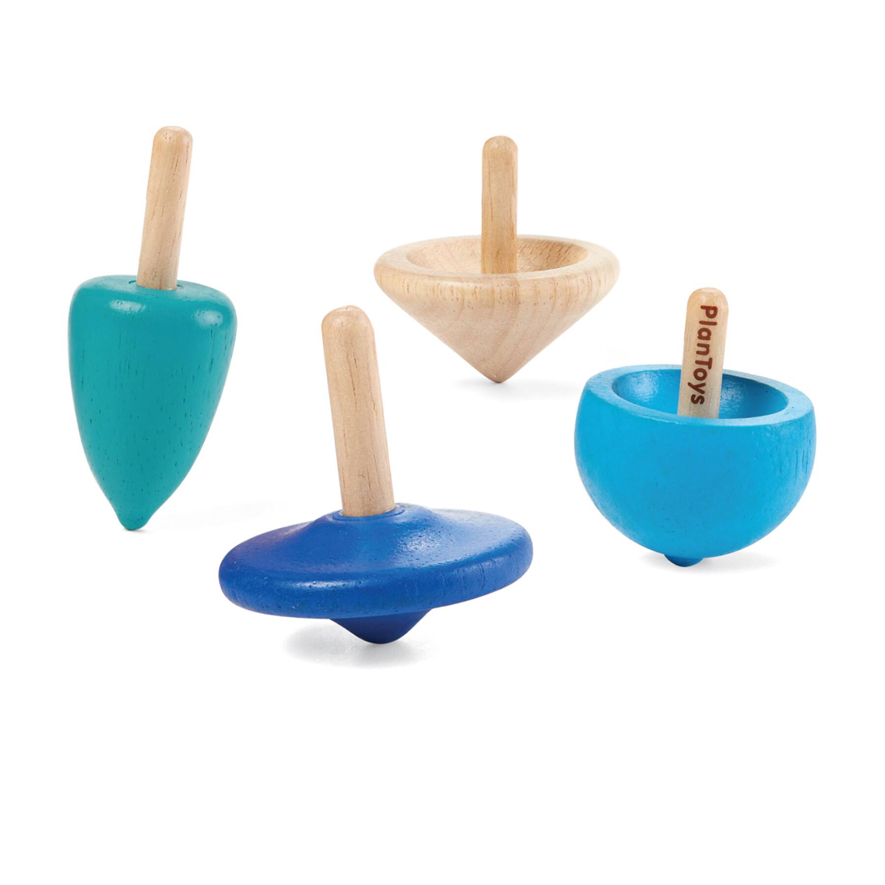PlanToys Mini Wooden Spinning Tops Set