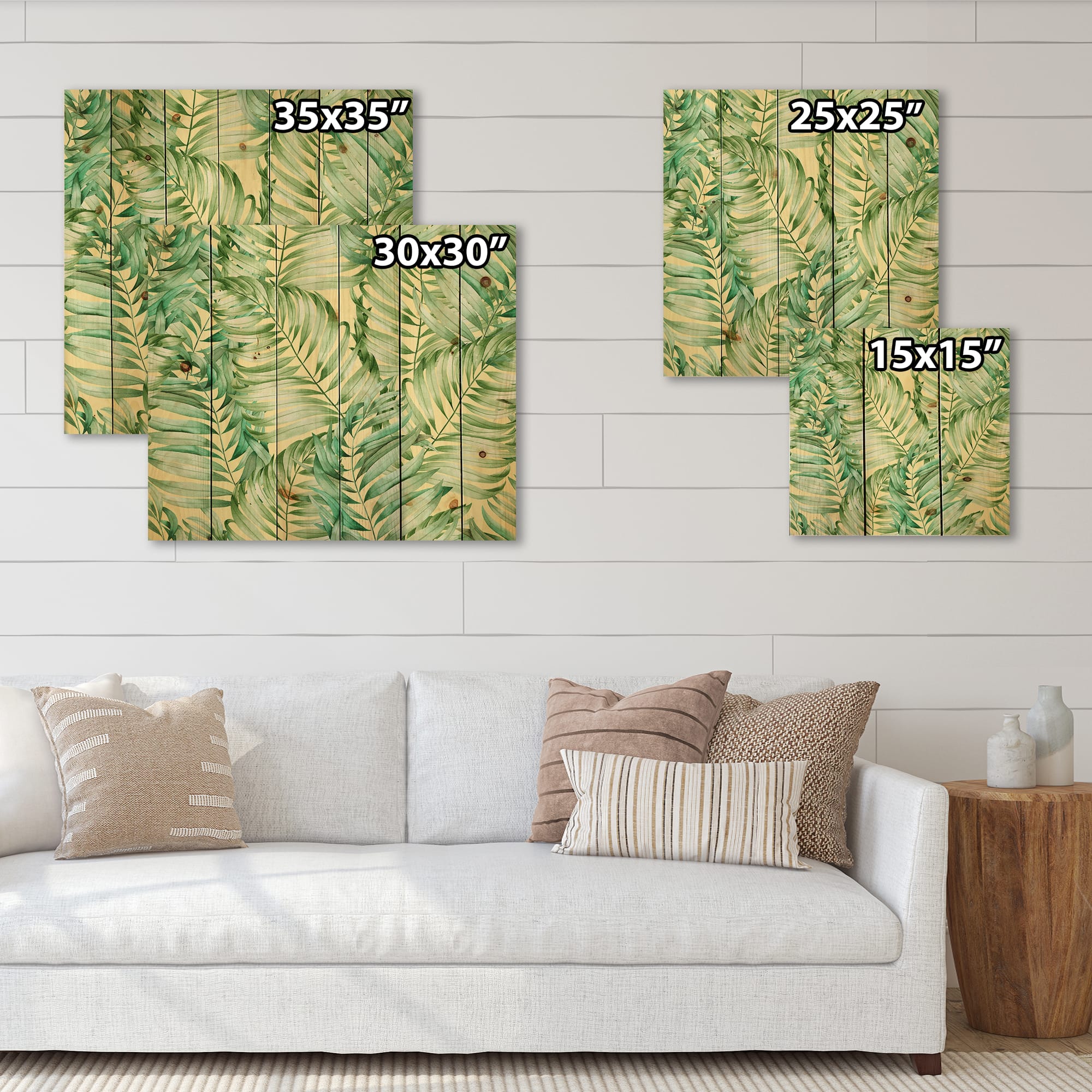 Designart - Tropical Leaves of Monstera - Tropical Print on Natural Pine Wood