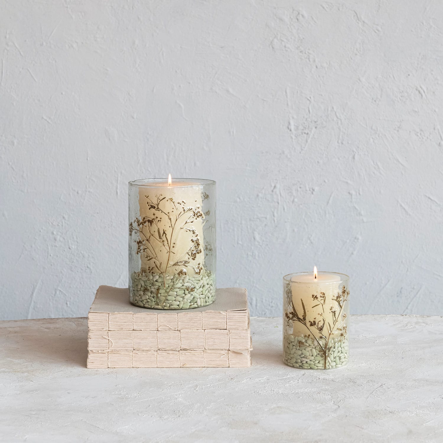 Hello Honey® Clear Reclaimed Glass Votive Holder with Natural Botanicals