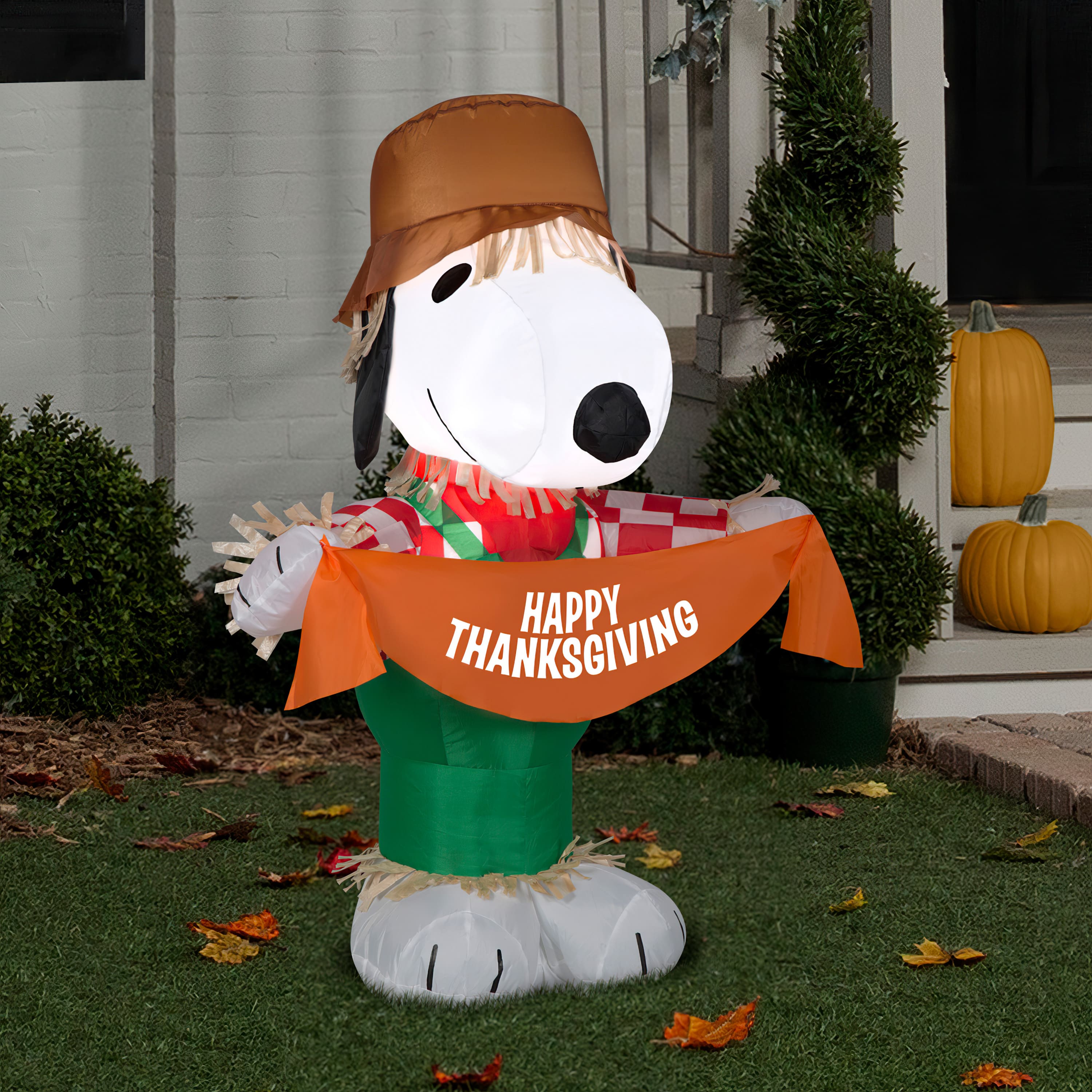 3.5ft. Airblown® Inflatable Thanksgiving Snoopy as Scarecrow