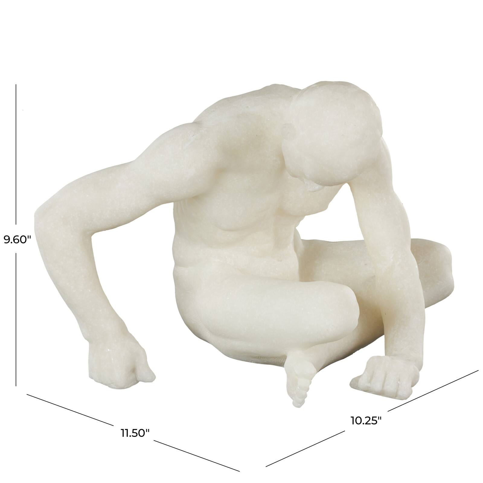 10" White Polystone Decorative Sitting Human Sculpture