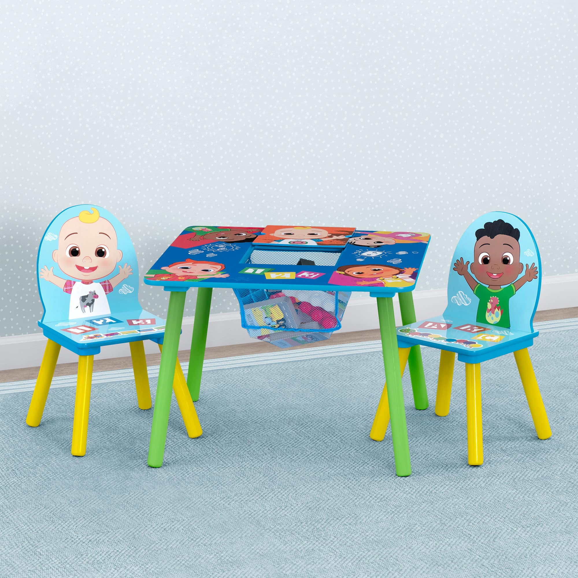 Delta Children CoComelon Kids Table & 2 Chairs Set with Storage