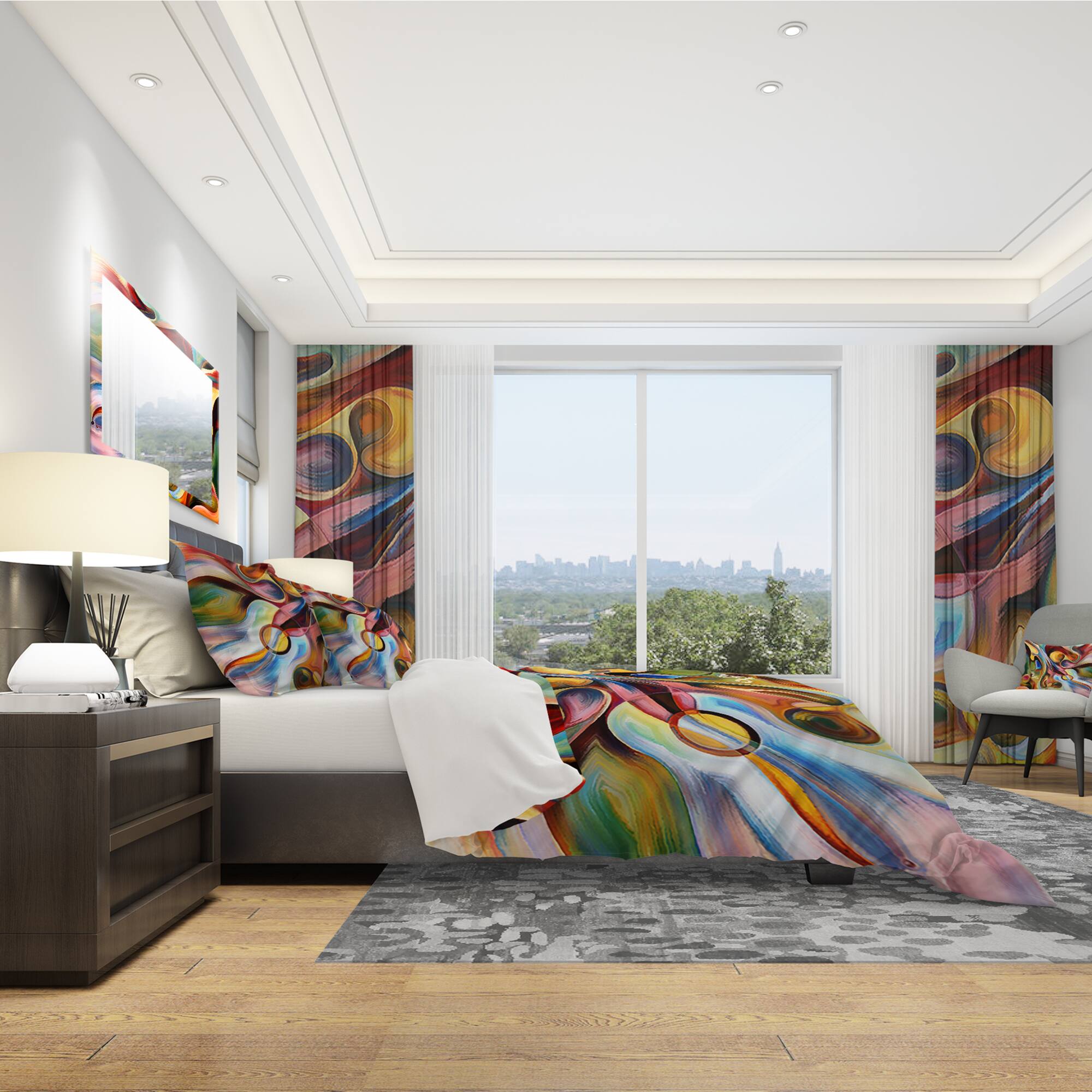 Designart 'Music Beyond The Frames' Modern & Contemporary Bedding Set