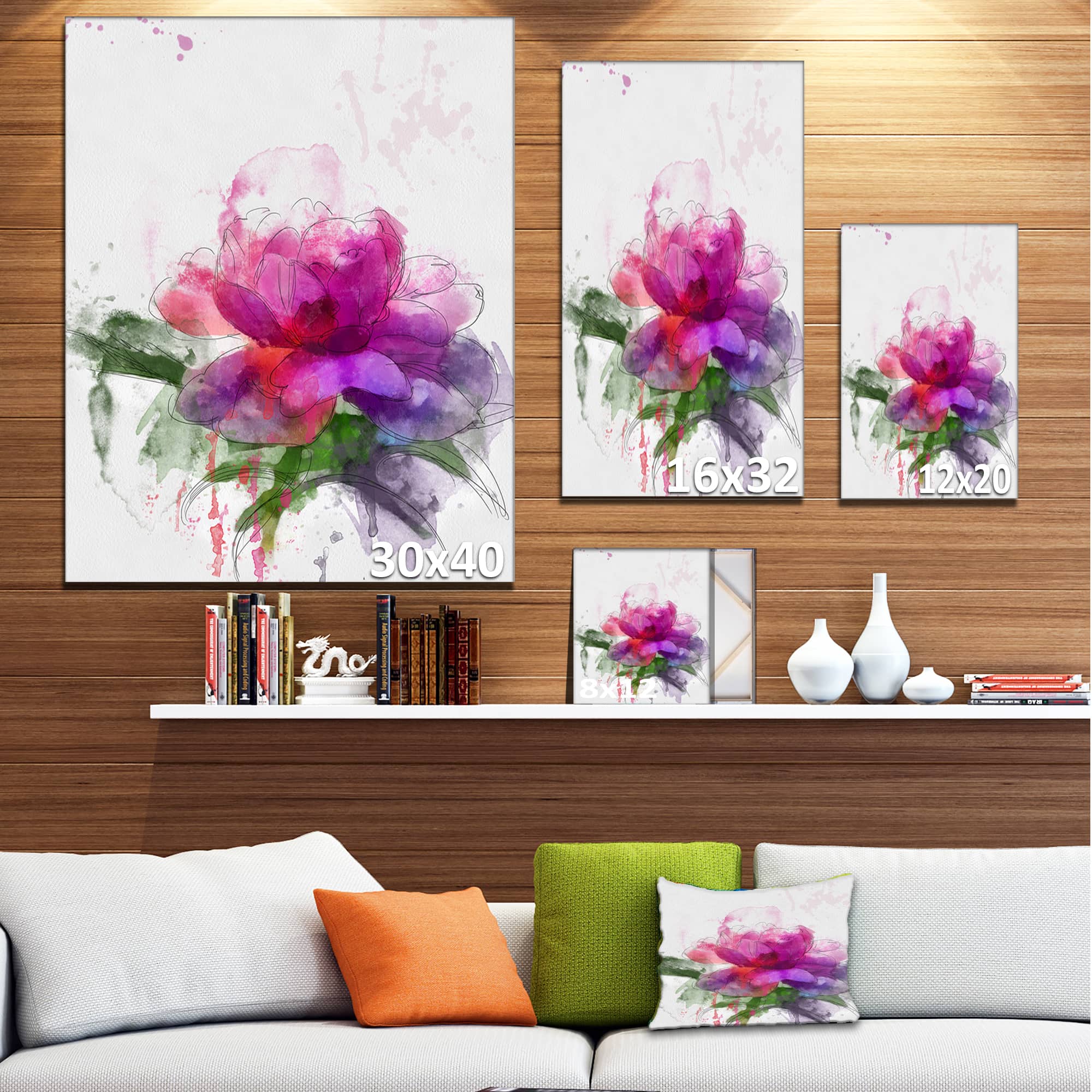Designart - Purple Peony Sketch