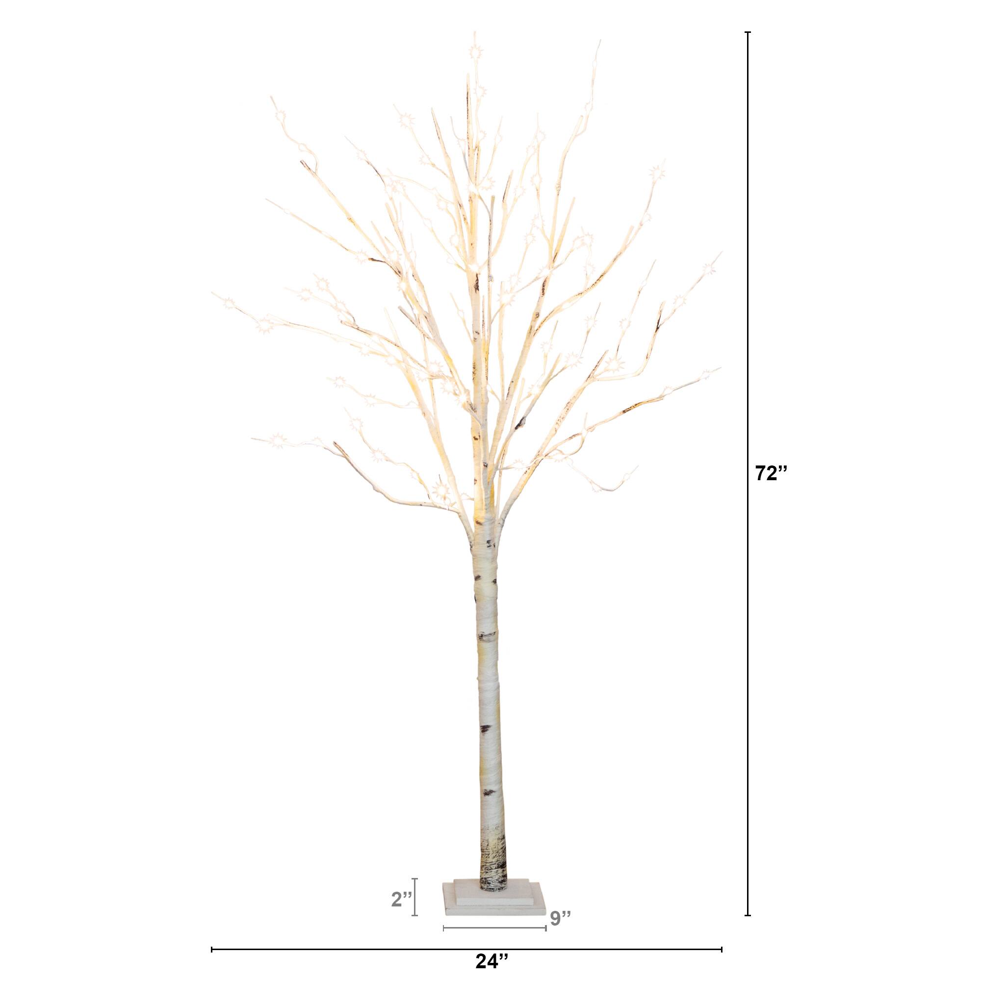 6ft. Pre-Lit White Birch Artificial Christmas Tree, Warm White LED Lights