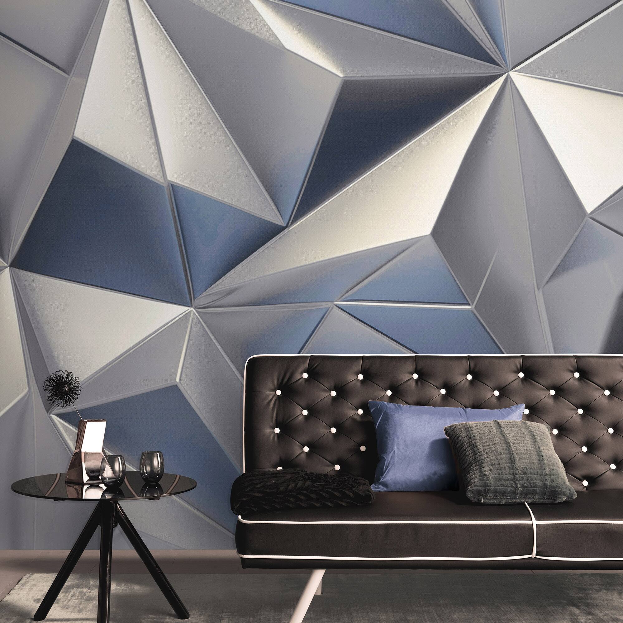 Designs Direct Silver Prism Silver Wall Mural