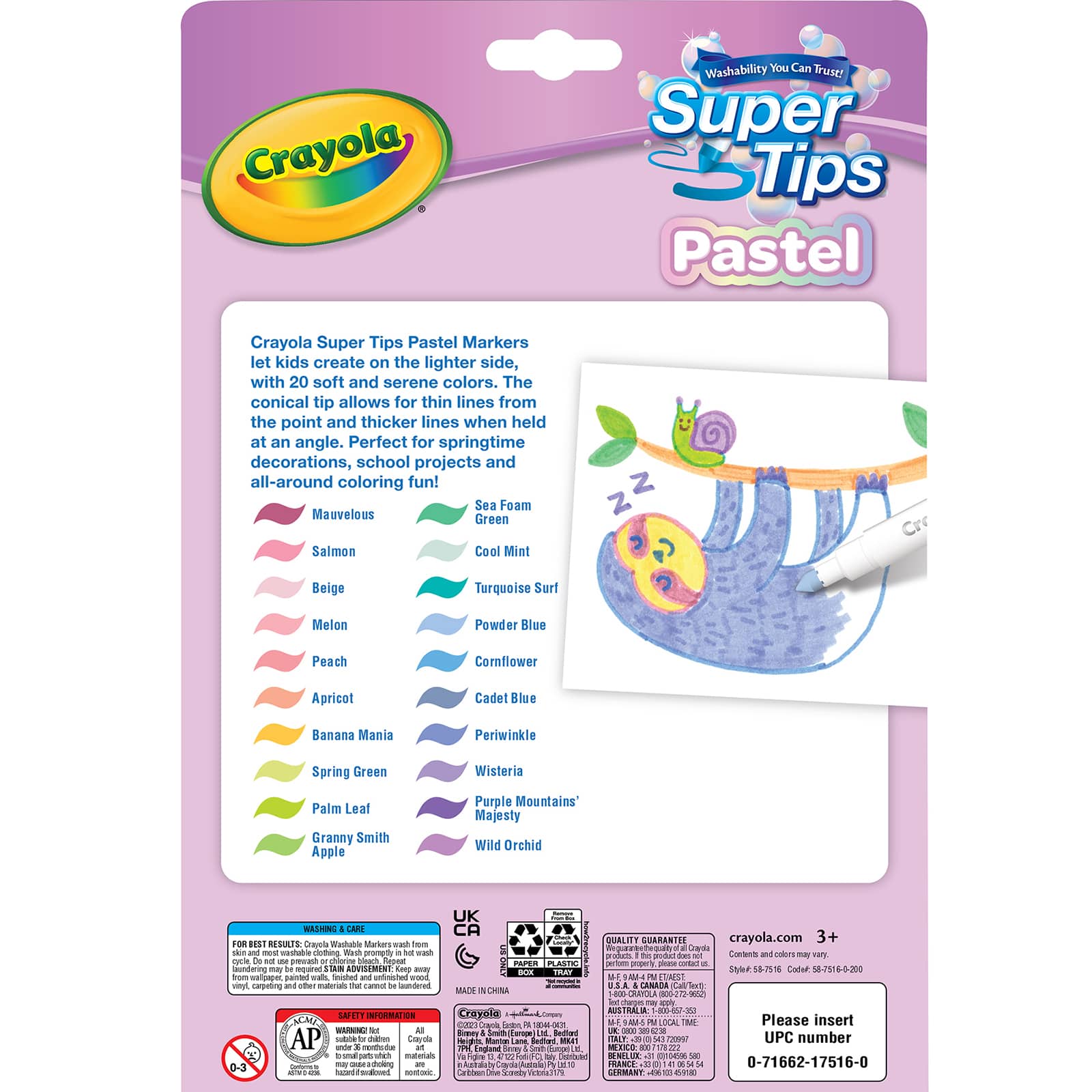 Crayola® Supertip Pastel Markers, 6 Packs of 20