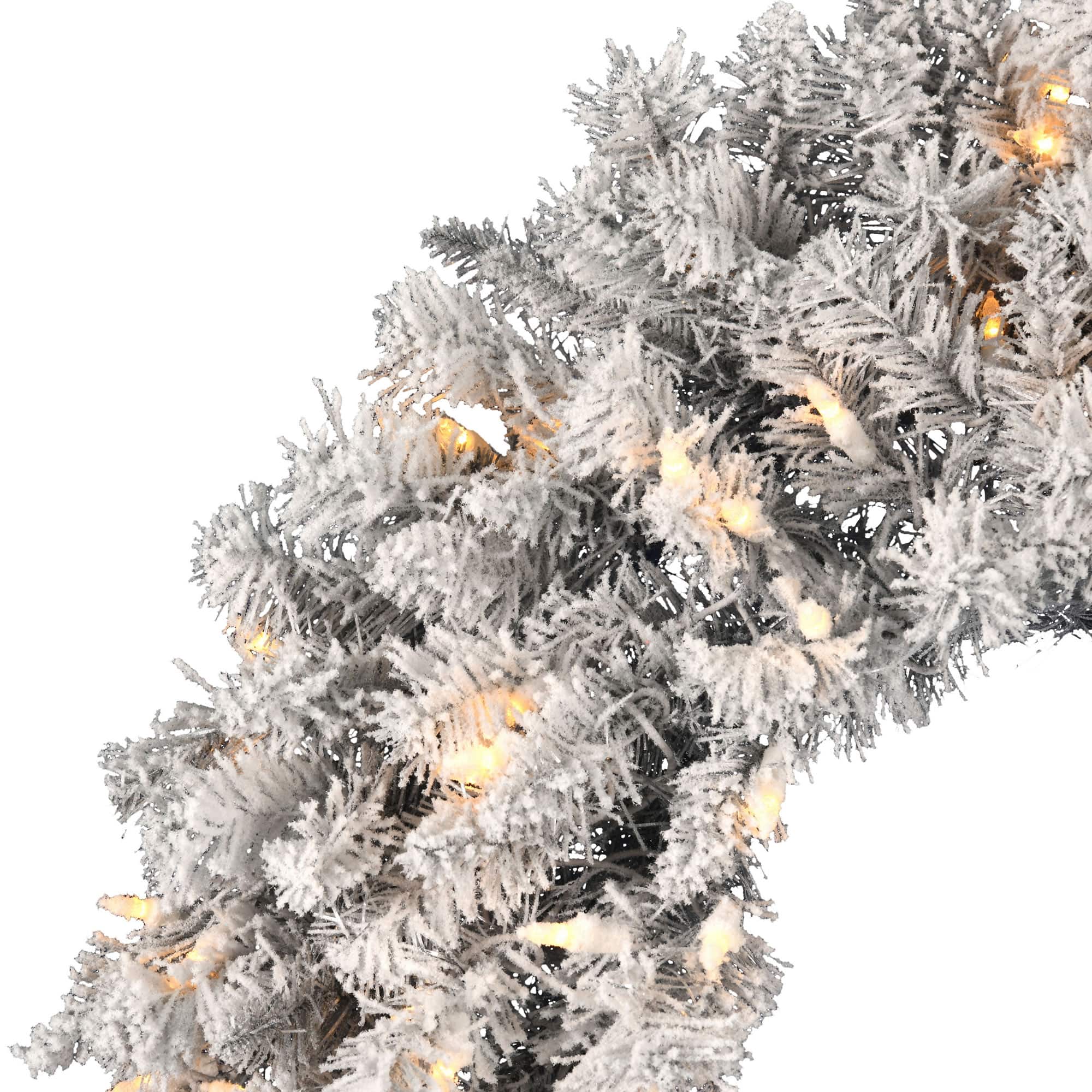 24" Pre-Lit Frosted Silver Artificial Christmas Wreath, Warm White Dura-lit LED Lights