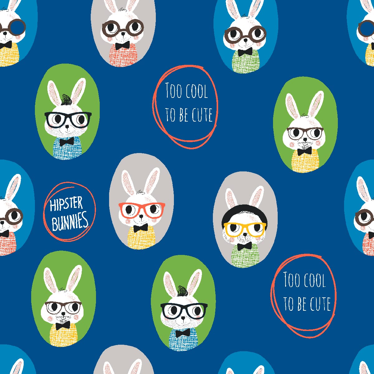 Springs Creative Cute Bunnies Blue Flannel Fabric