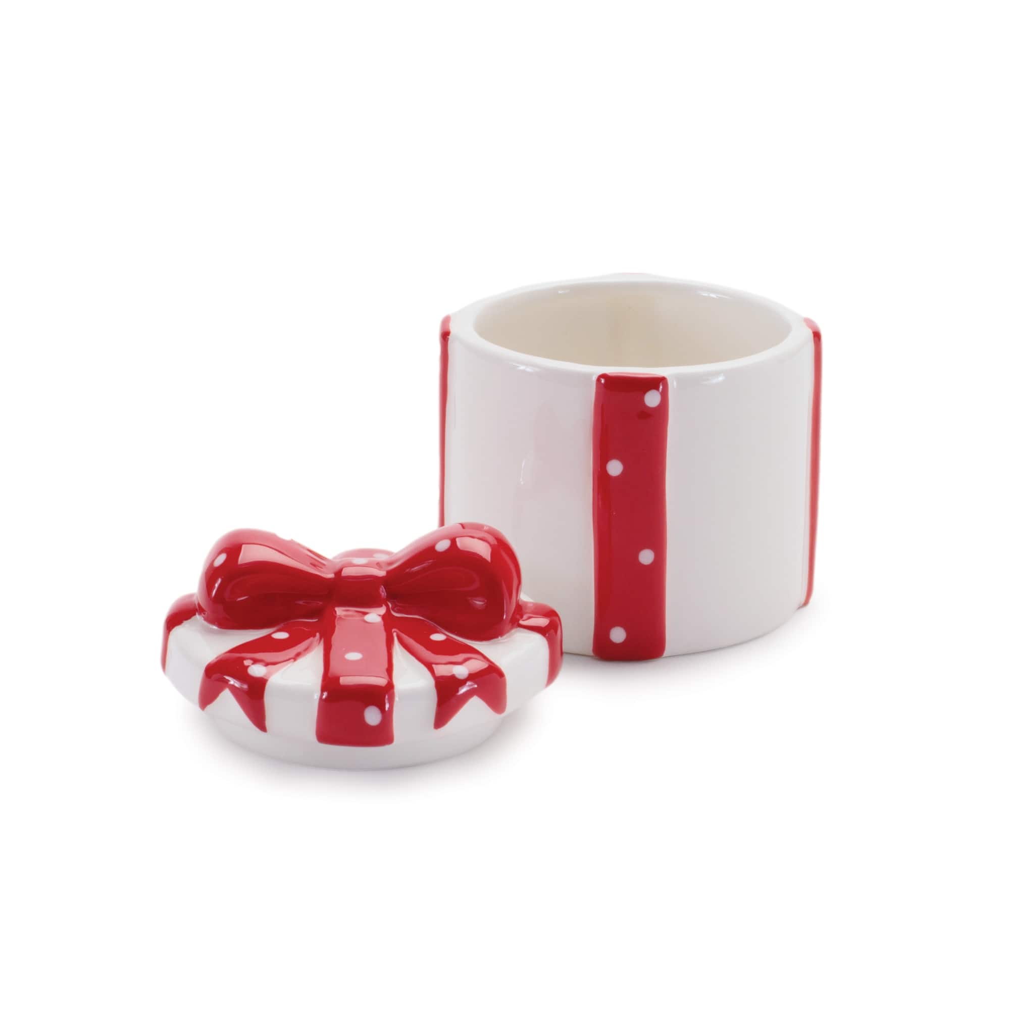 Melrose Red & White Ceramic Gift Box Containers with Red Bow Set