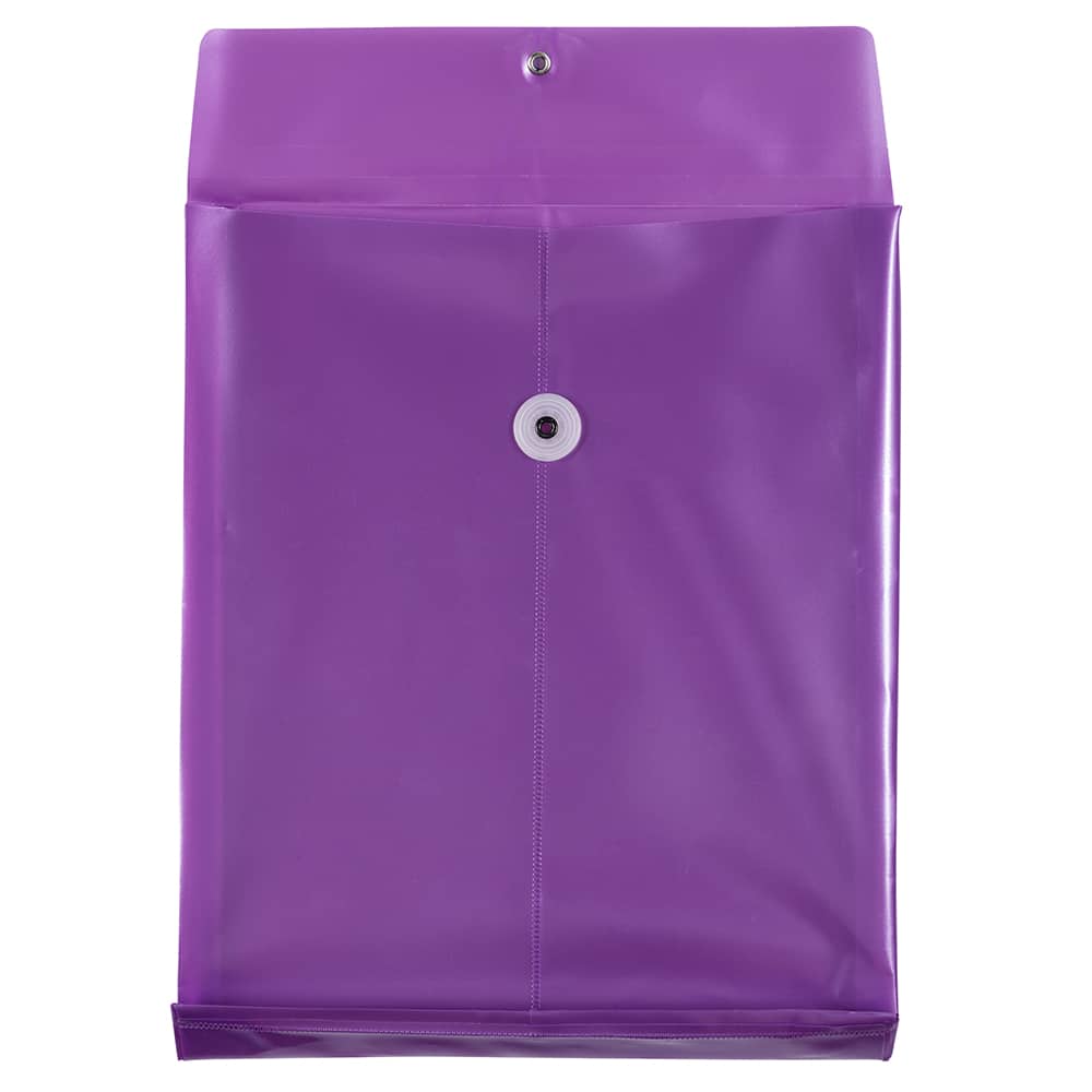 JAM Paper Purple Pearl Plastic Button & String Closure 9.75" x 11.75" Envelopes, 12ct.