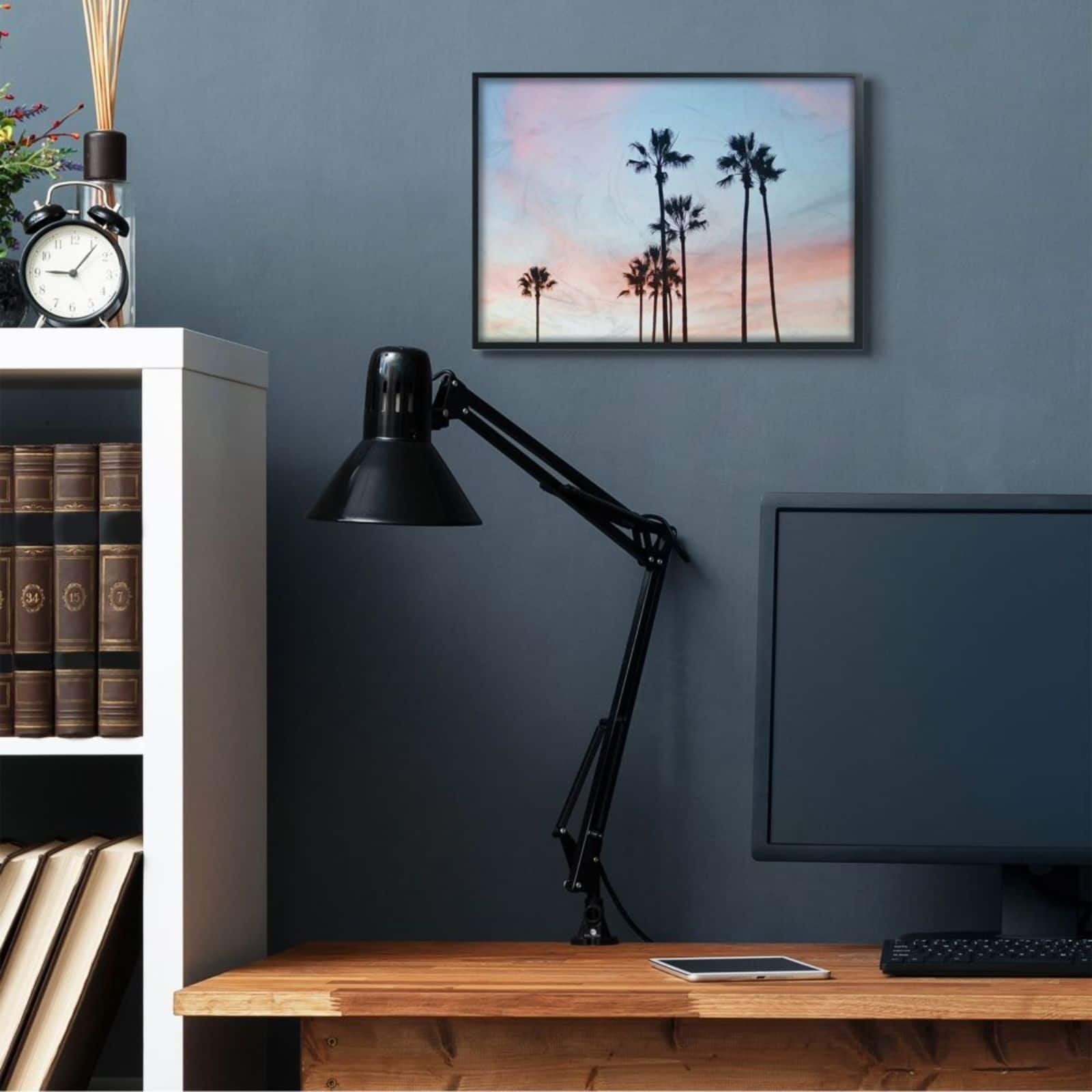 Stupell Industries Sunset Sky with Palm Tree Silhouettes Black Framed Wall Art