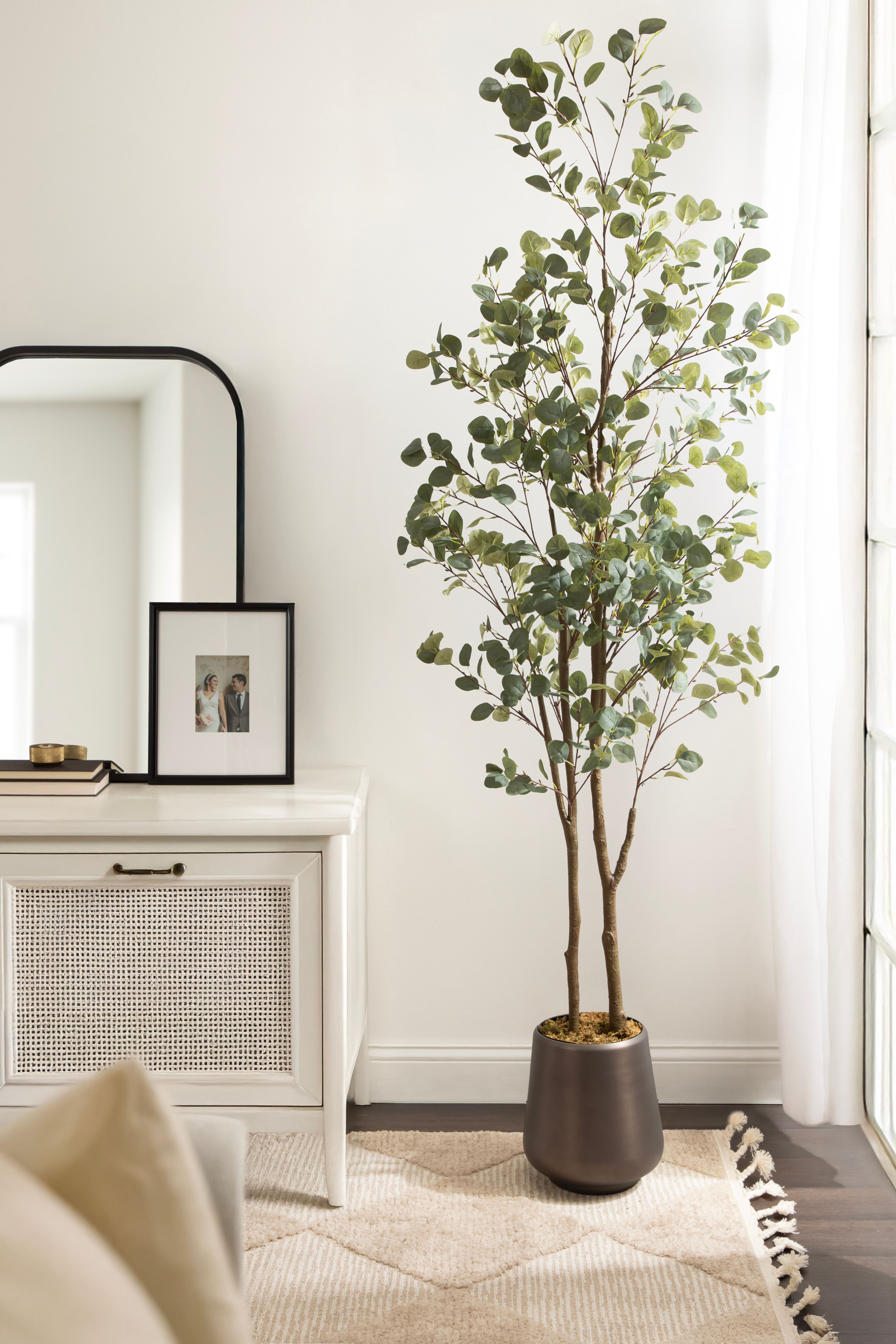 Kate and Laurel Green 7ft. Oliveira Faux Olive Tree with Gray Planter