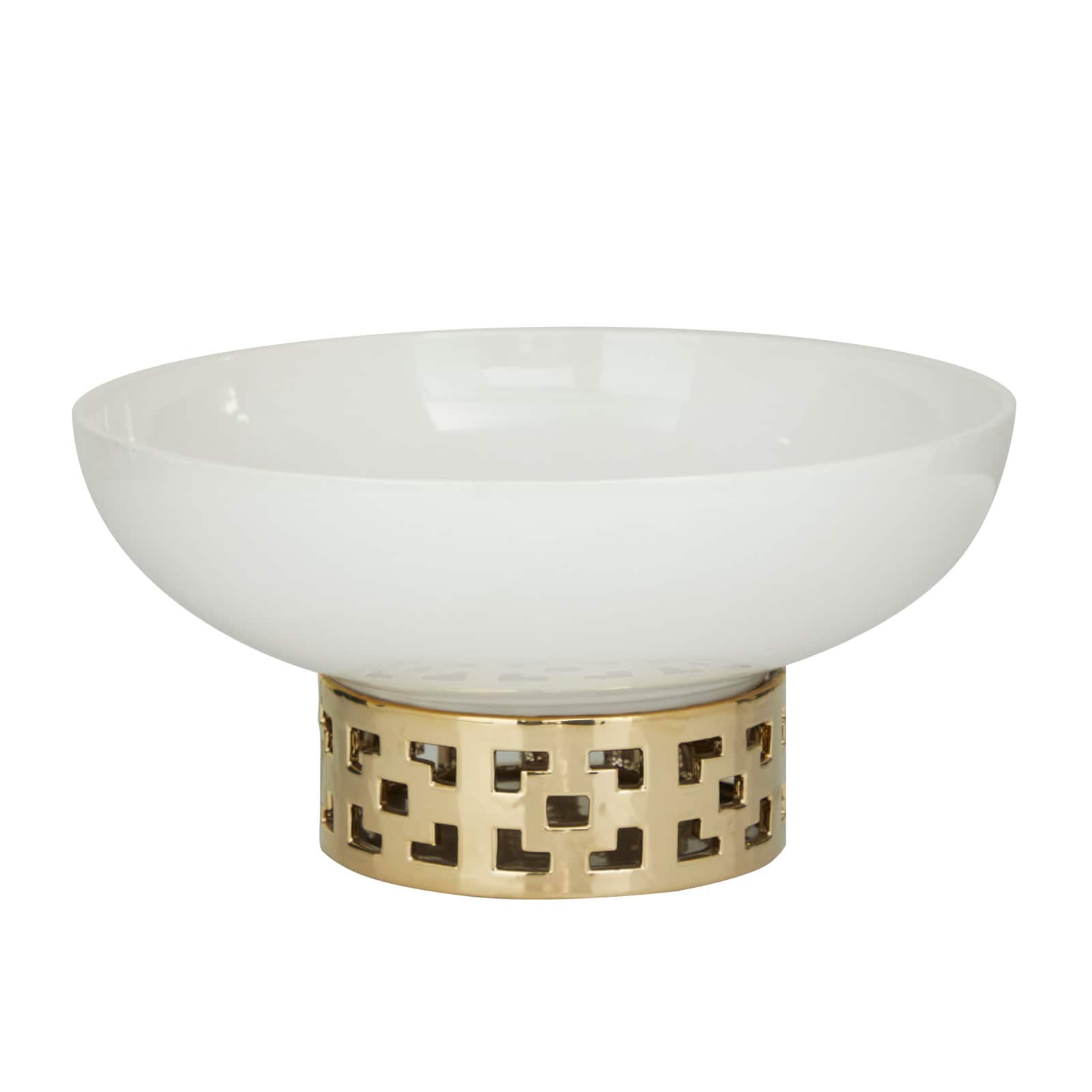 White Stoneware Glam Decorative Bowl, 7" x 11" x 11"