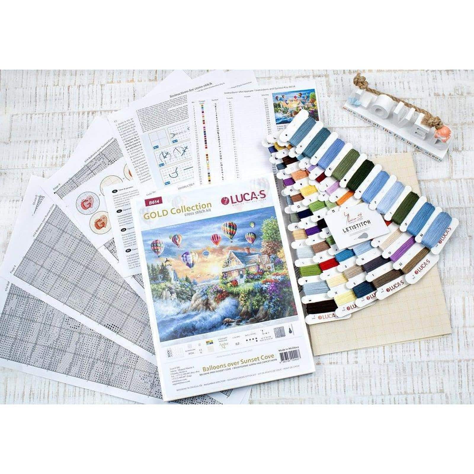 Luca-s Balloons Over Sunset Cove Counted Cross Stitch Kit