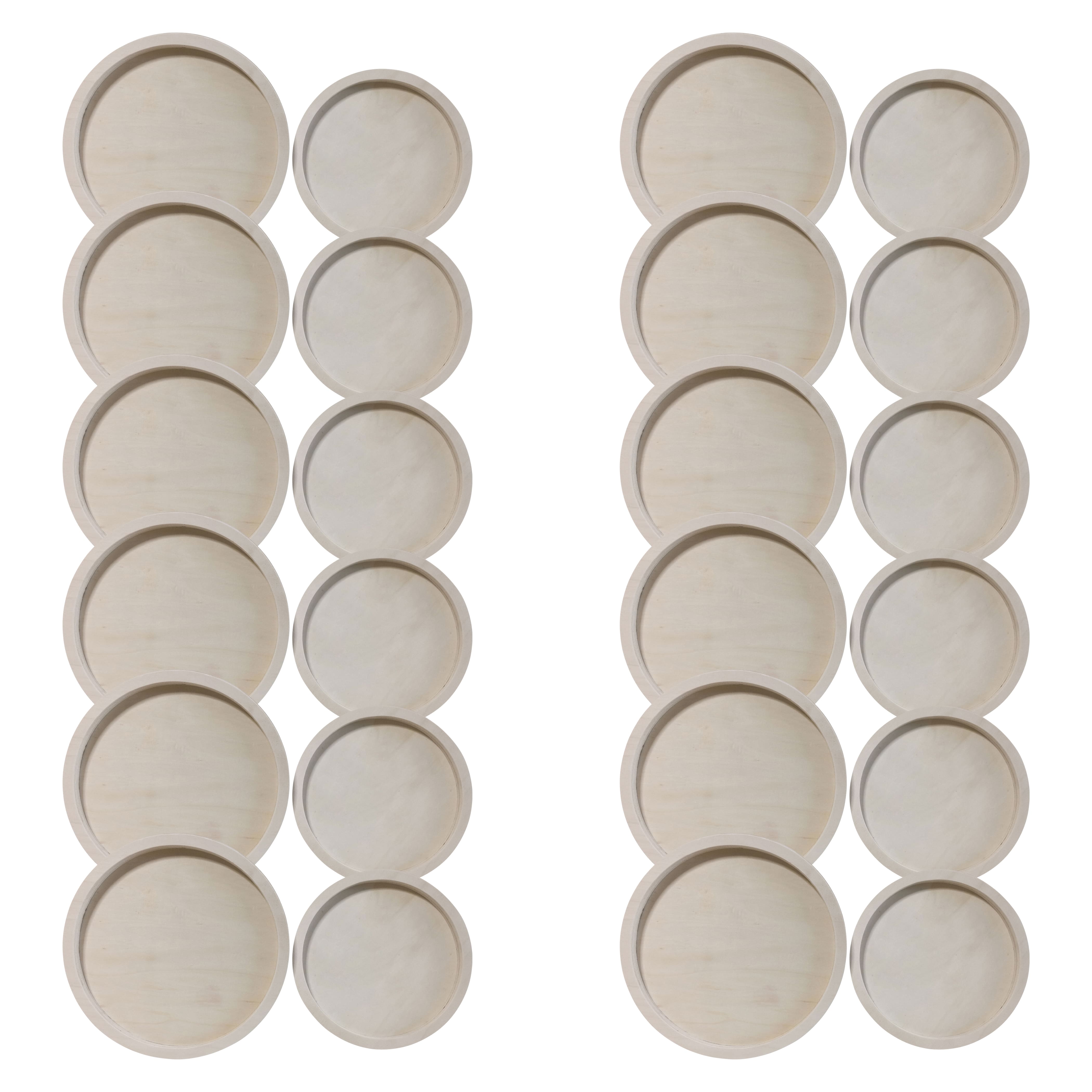 12 Pack: Round Framed Wood Tray Set by Make Market®