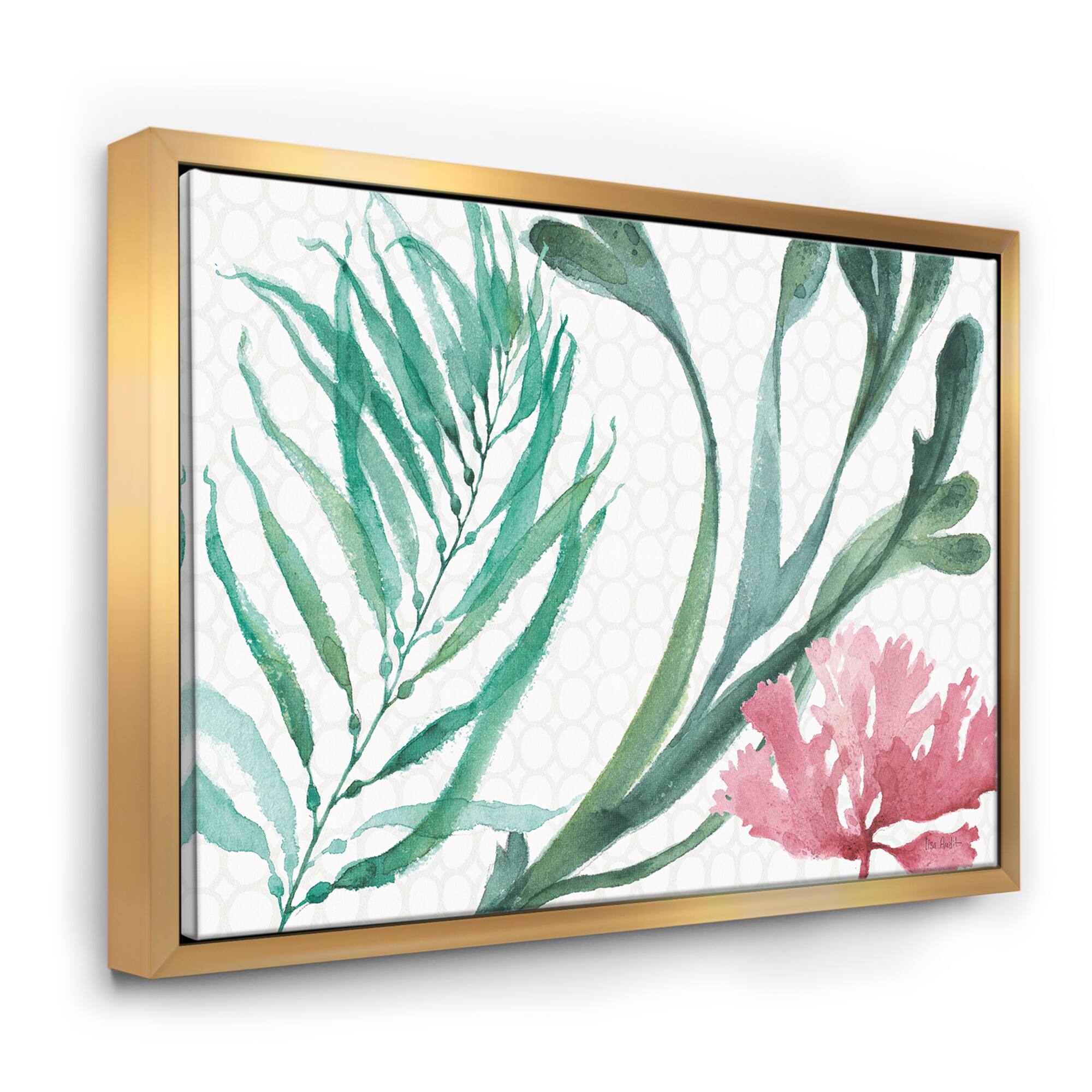 Designart - Mixed Botanical Green Leaves III - Farmhouse Canvas in Gold Frame
