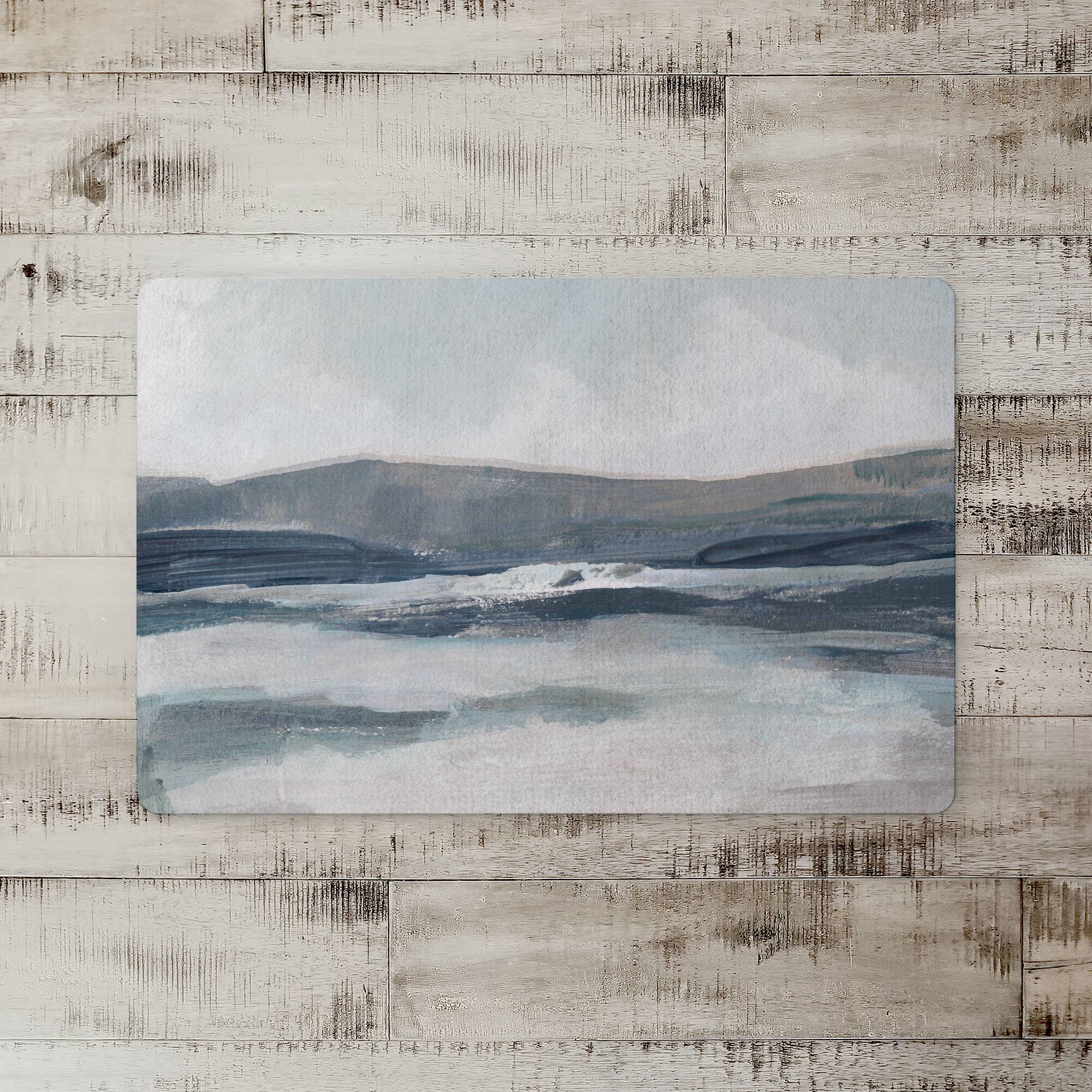 18" x 27" Abstracted Blue Mountainscape Floor Mat