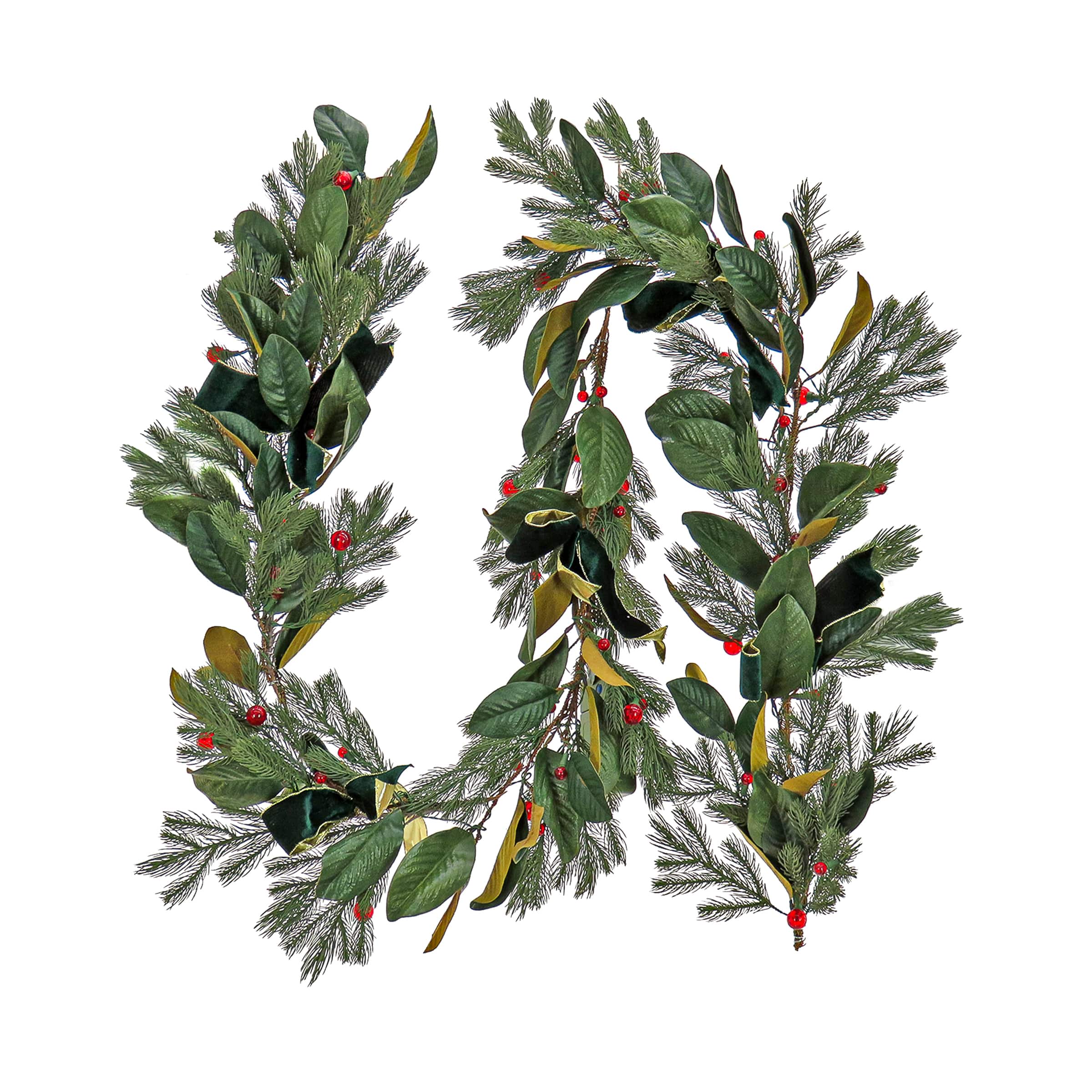 9ft. Magnolia Mix Pine Garland with LED Lights & Bows