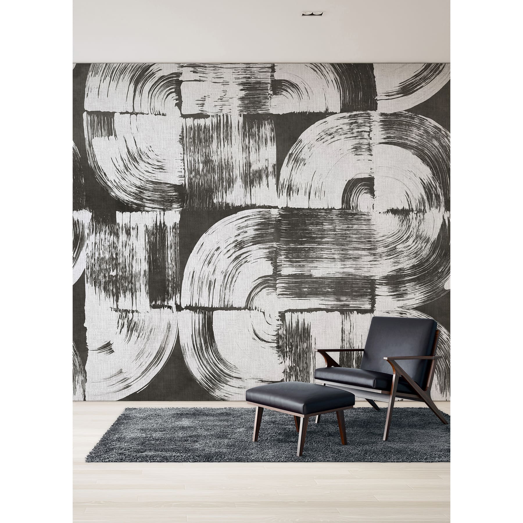 Katie Hunt Charcoal Gray Brushstrokes Wall Mural