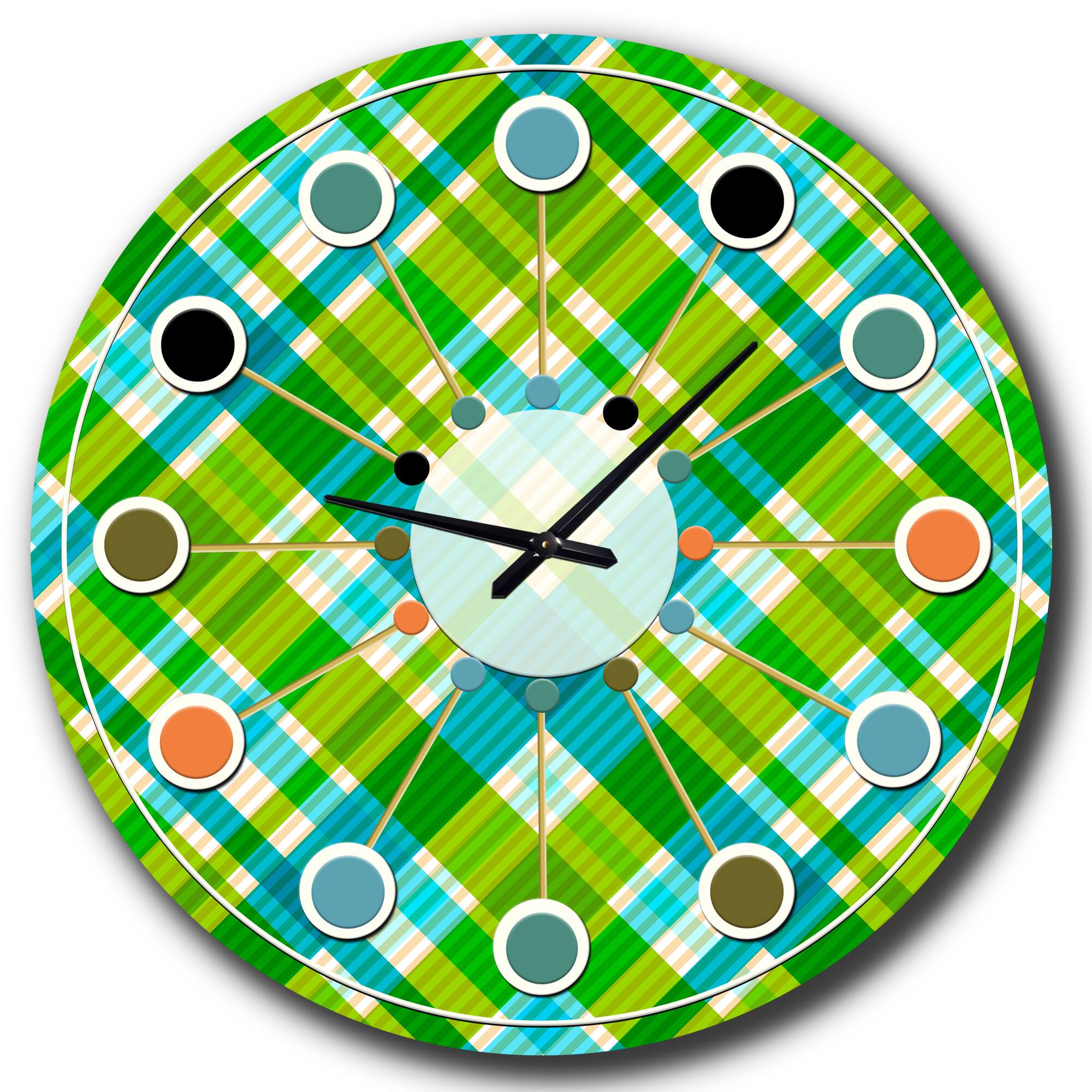 Designart 'Tartan Geometrical Texture Ii Mid-Century Modern Wall Clock