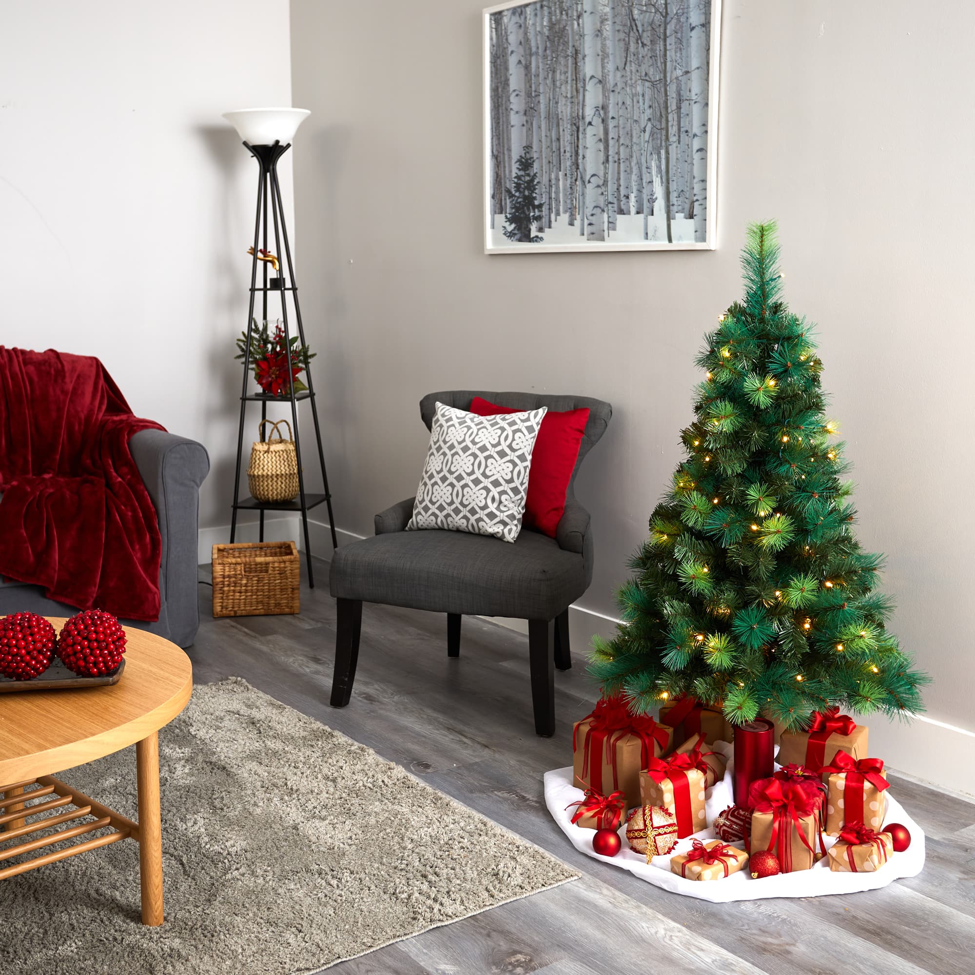4ft. Pre-Lit Mixed Green Scotch Pine Artificial Christmas Tree with LED Lights