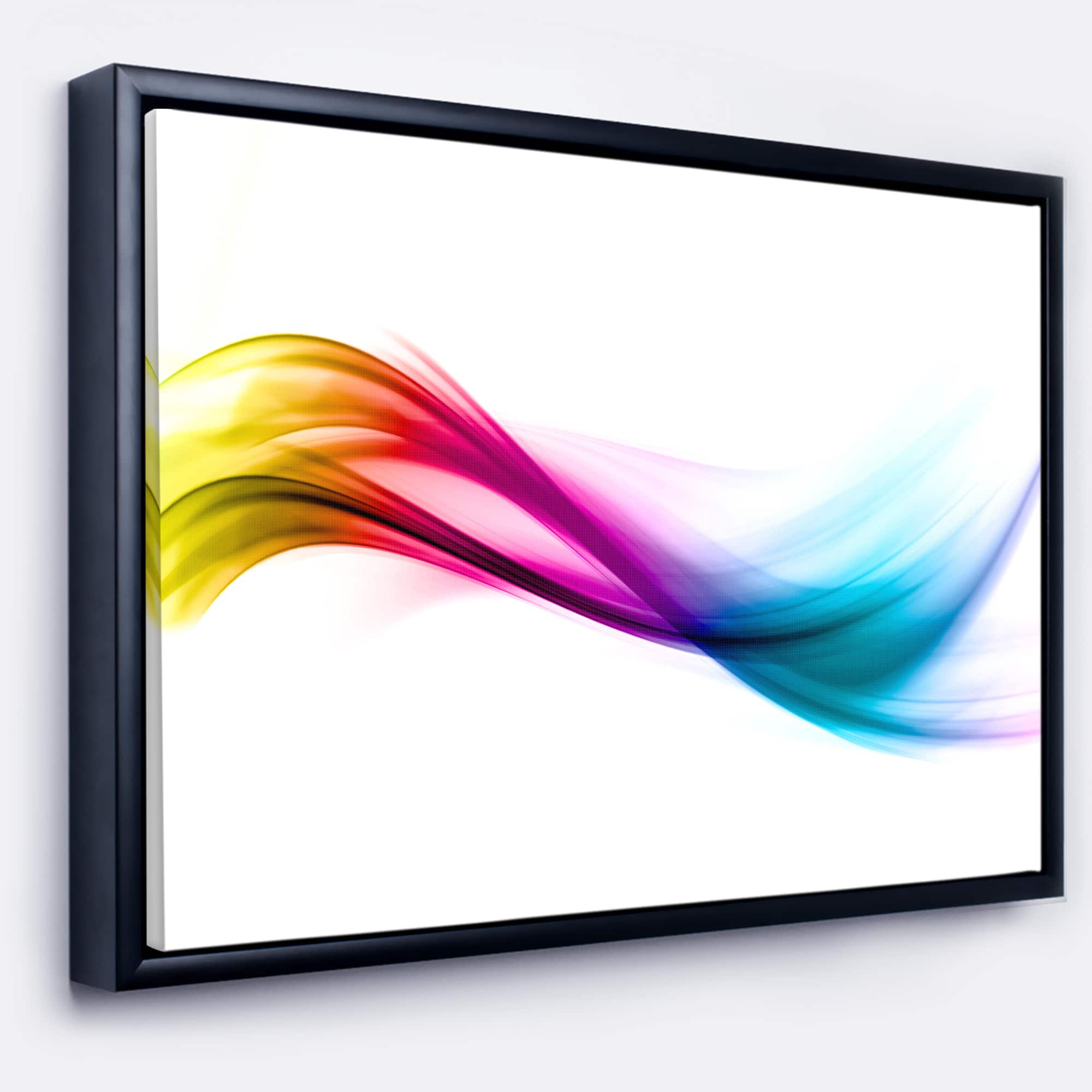 Designart - Rainbow Shade Waves - Abstract Canvas art print in Black Frame