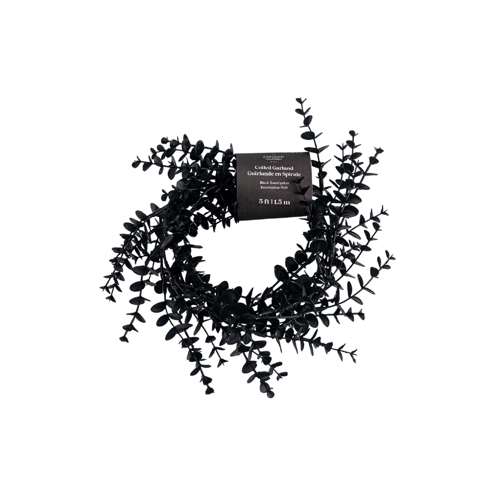 5ft. Black Eucalyptus Leaf Coiled Garland by Ashland®
