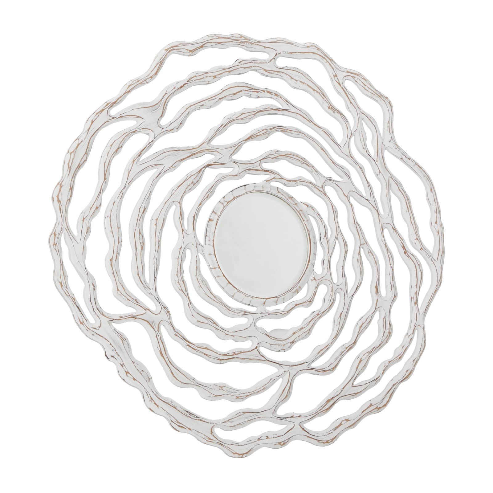 45" White Coastal Wood Wall Mirror