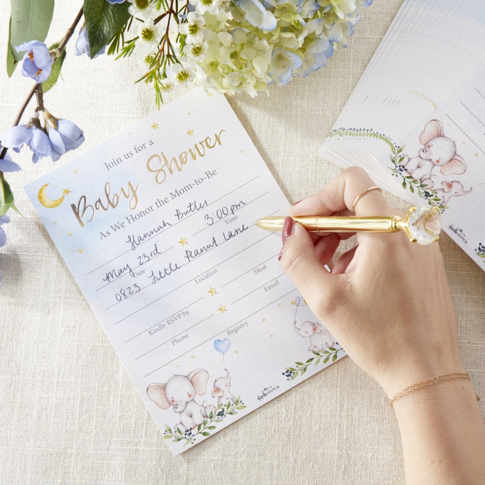 Kate Aspen® Blue Elephant Baby Shower Invitation & Thank You Card Bundle