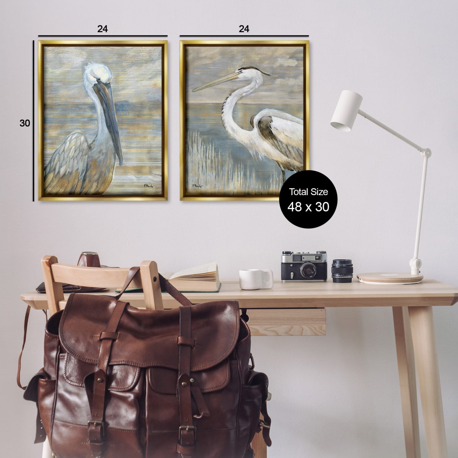 Stupell Industries Sea Birds Abstract Beach Floater Framed Art Set