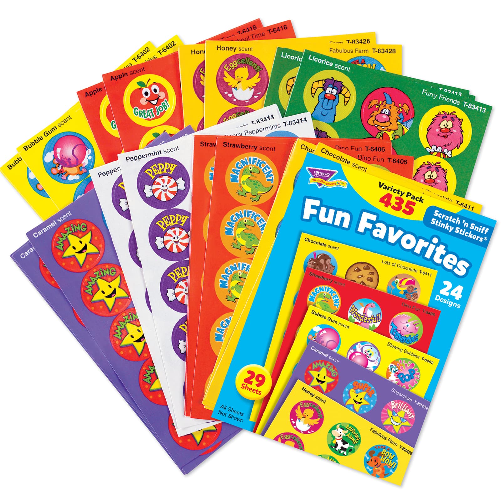 Trend Enterprises® Fun Favorites Stinky Stickers® Variety Pack, 3 Packs of 435ct.