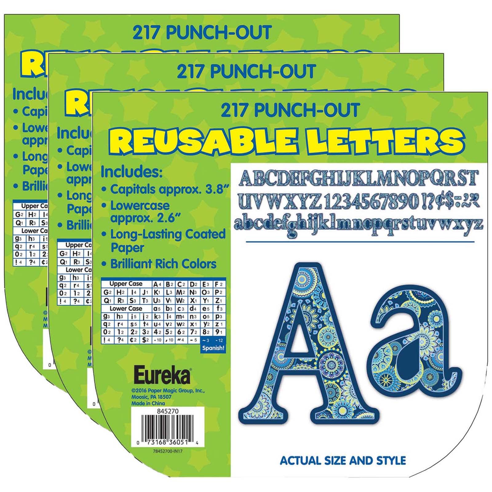 Eureka® Blue Harmony Circle Letters Deco Letters, 217 Per Pack, 3 Packs of 651