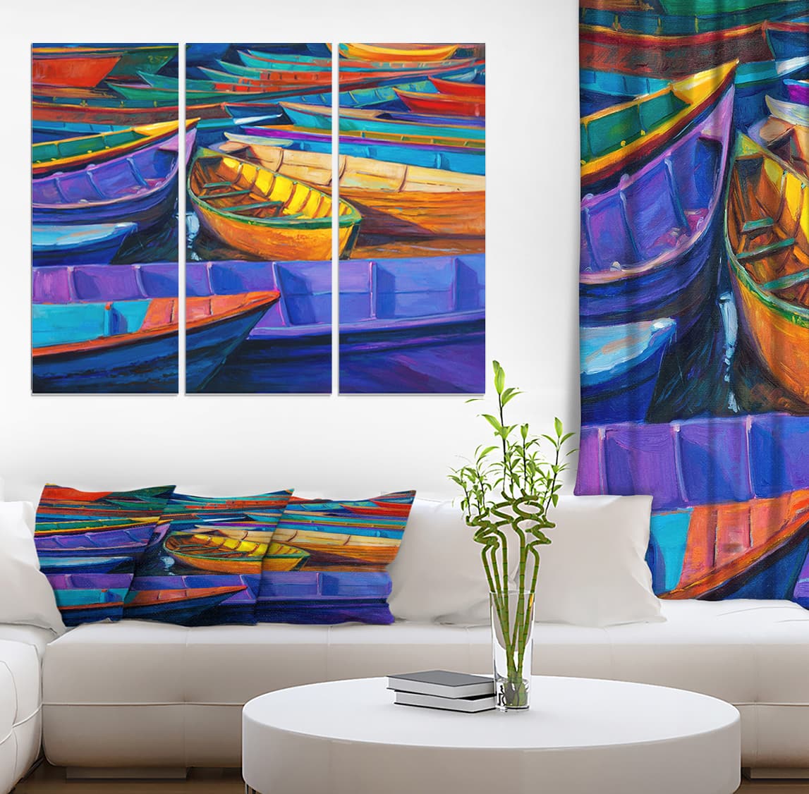 Designart - Boats at sunset