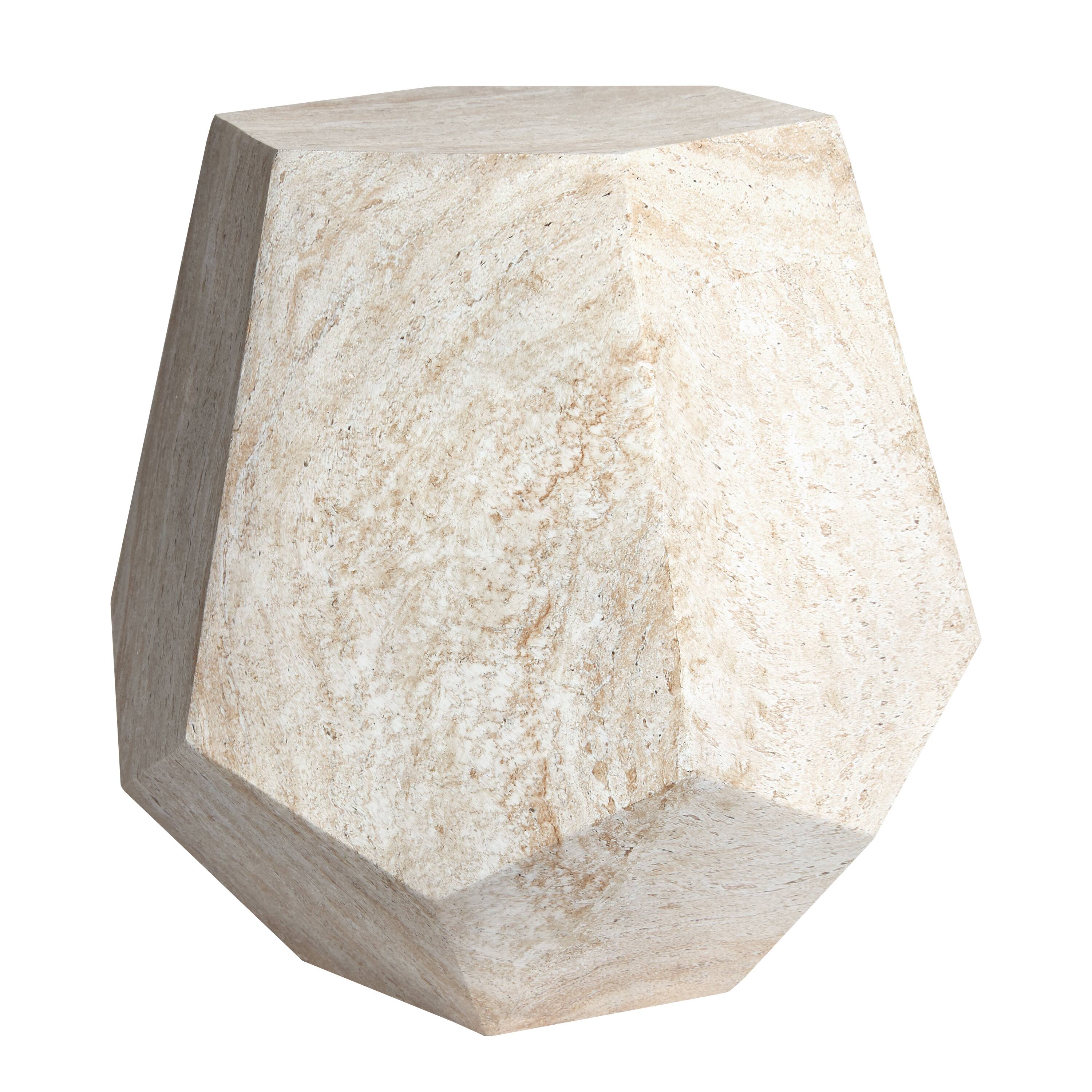 Empire Art Direct 20" Hexagonal Travertine Stone Finish MGO Side Accent Table