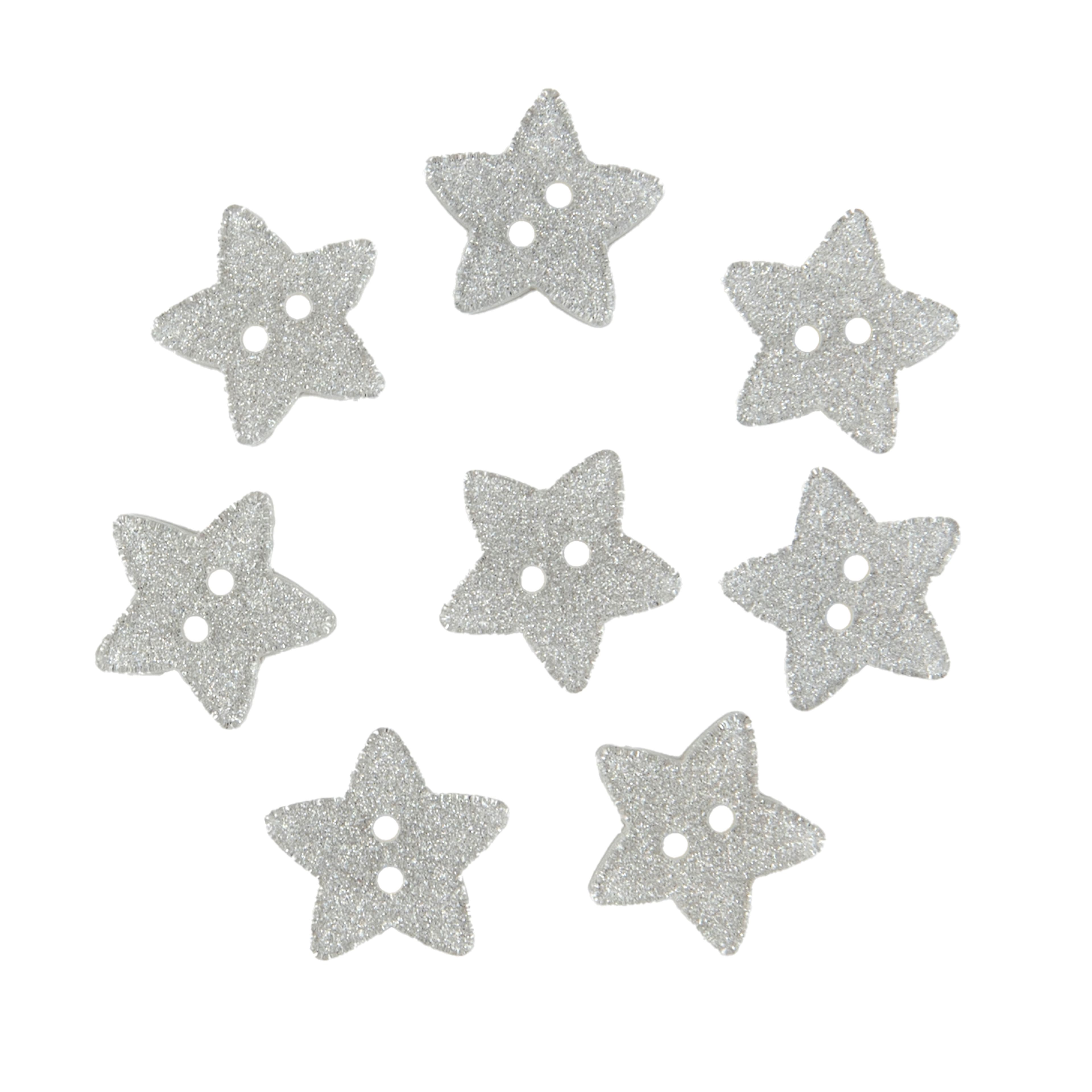 Flair Originals 5/8" Silver Glitter Star Buttons, 8ct.