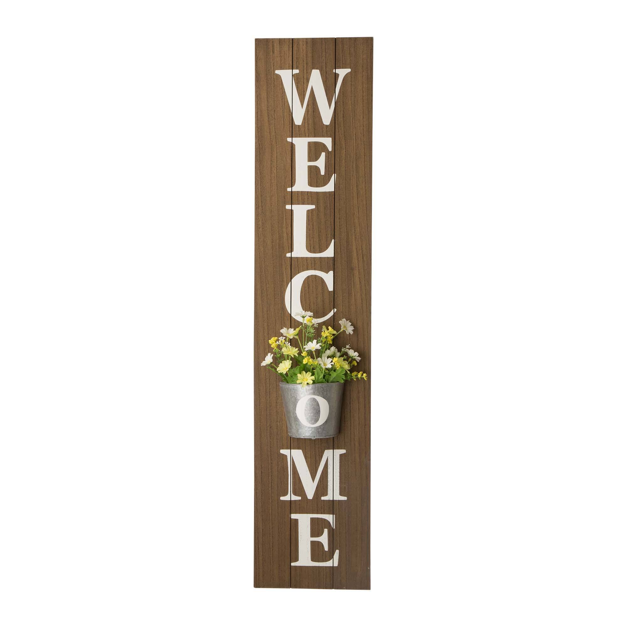 Glitzhome® 3.5ft. Welcome Porch Sign with Metal Planter